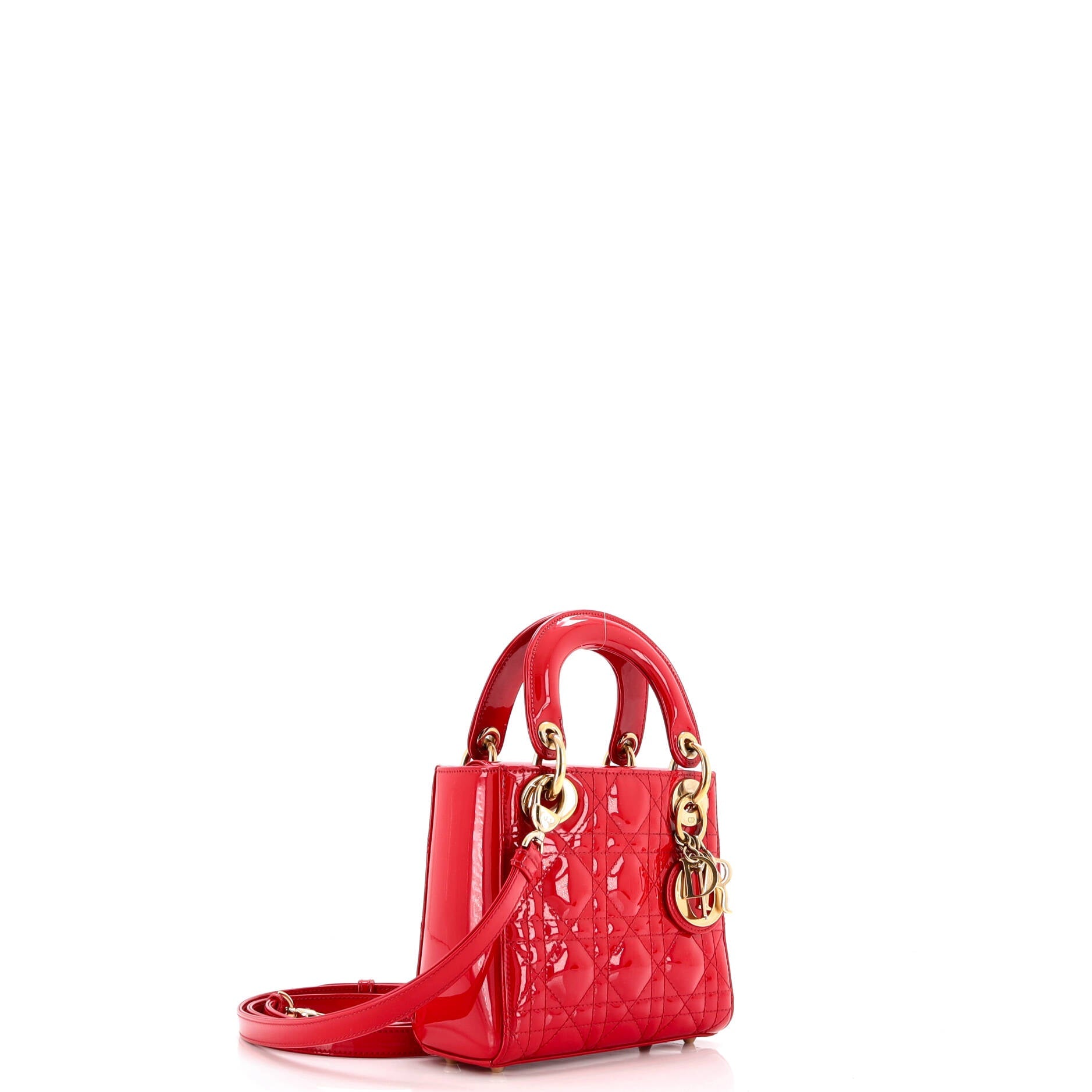 Christian Dior Lady Dior Bag Cannage Quilt Patent Mini