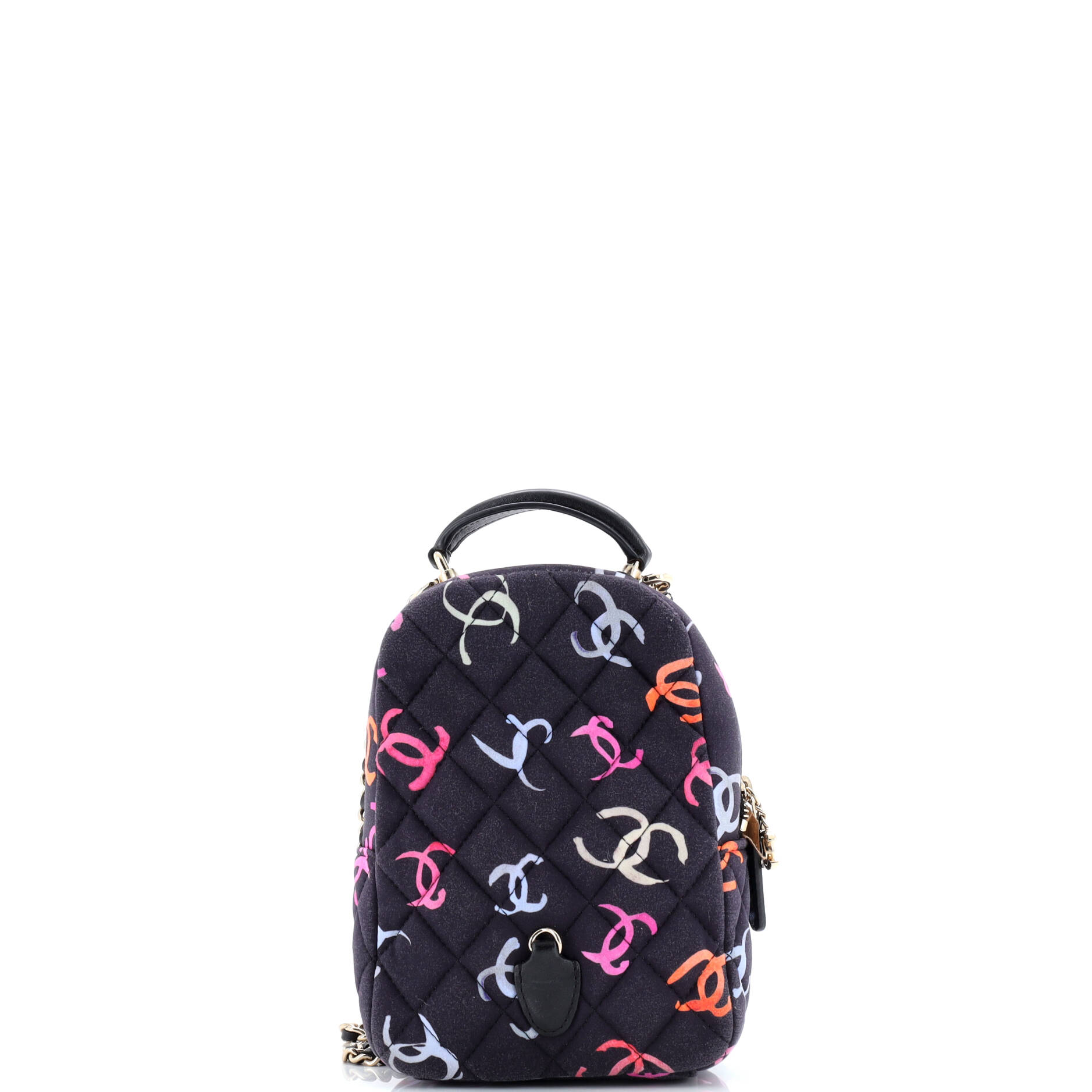 Chanel Classic CC Chain Pocket Backpack Quilted CC Printed Fabric Mini