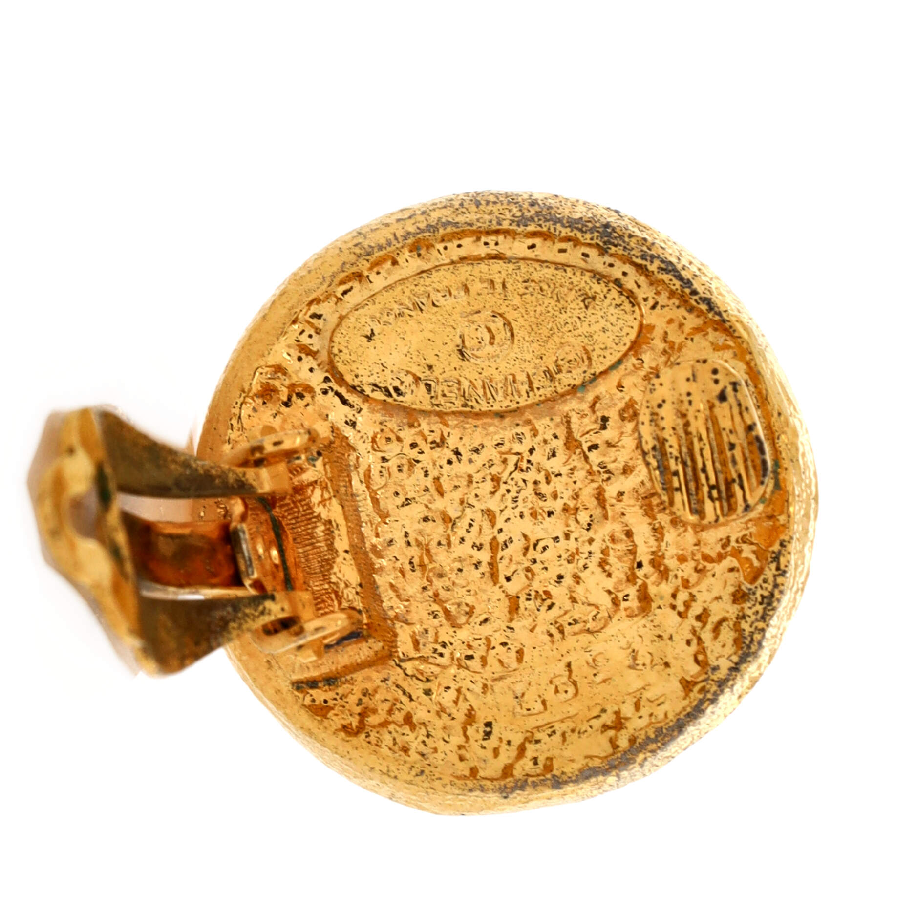Chanel Vintage CC Round Clip-On Earrings Metal