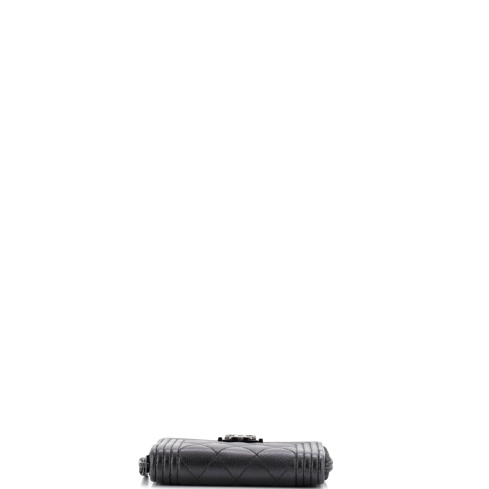 Chanel So Black Boy Zip Coin Purse Quilted Caviar Small