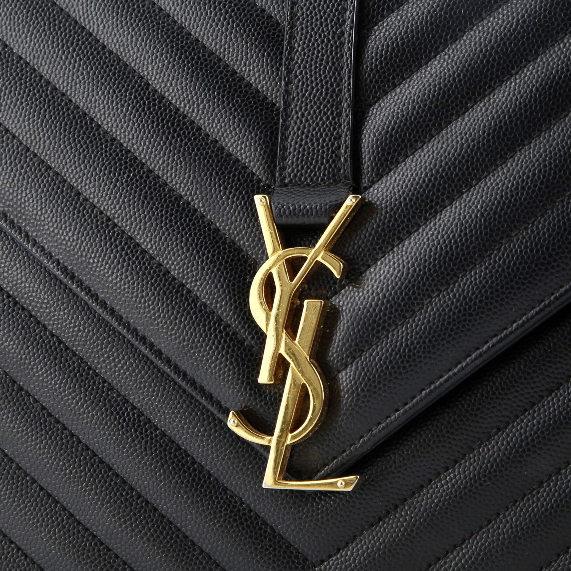 Saint Laurent Classic Monogram Envelope Satchel Matelasse Chevron Leather Large