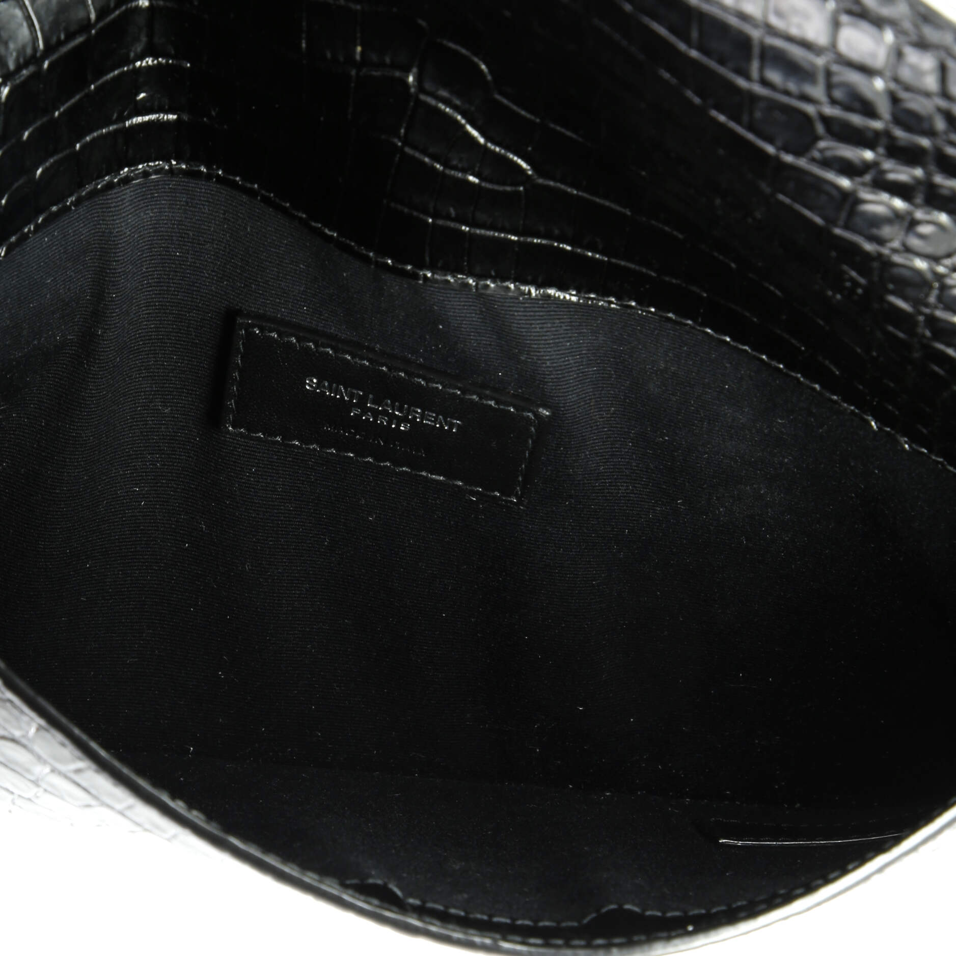 Saint Laurent Uptown Pouch Crocodile Embossed Leather