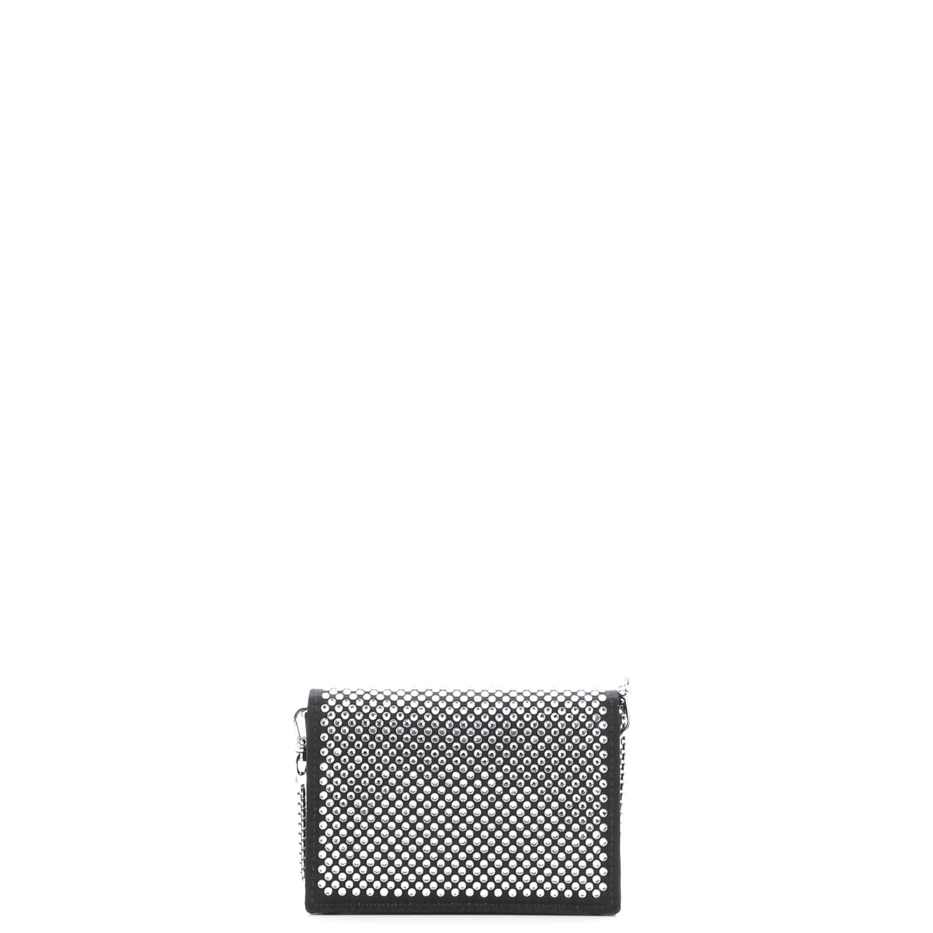 Prada Flap Card Holder with Chain Satin with Crystals