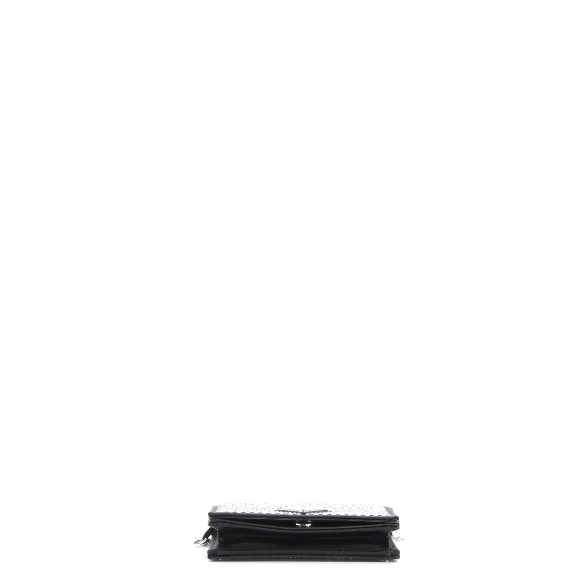 Prada Flap Card Holder with Chain Satin with Crystals