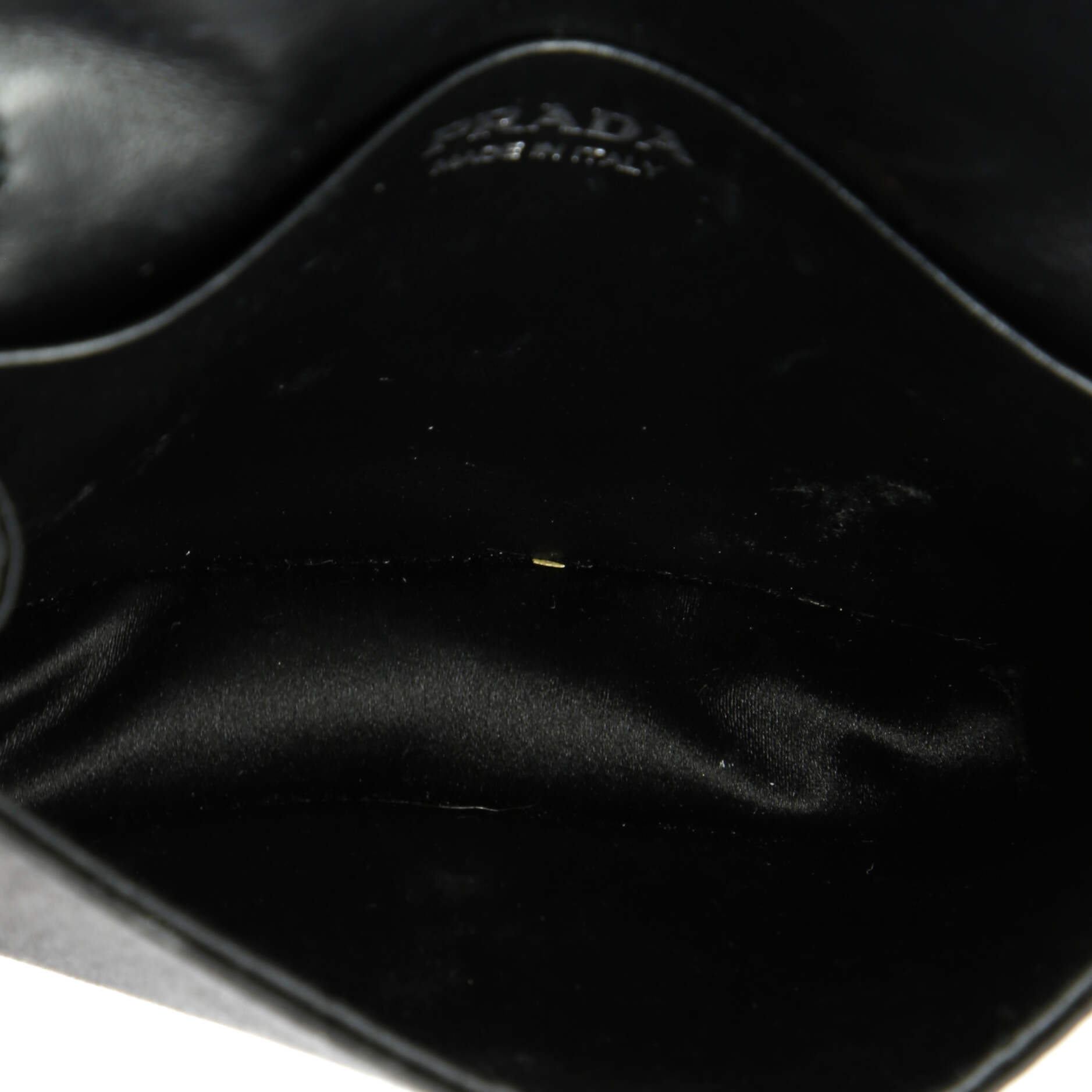 Prada Flap Card Holder with Chain Satin with Crystals