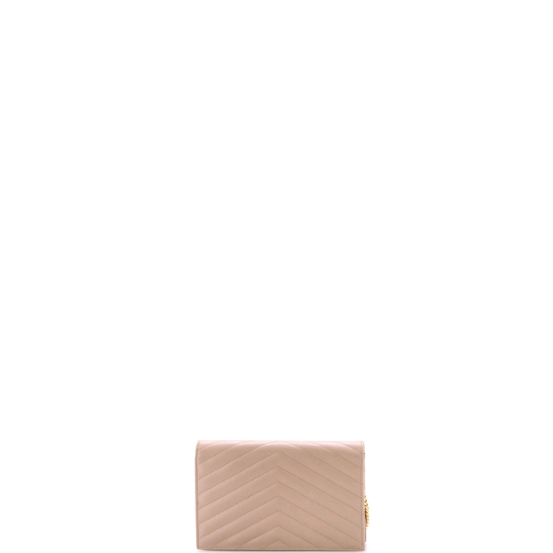 Saint Laurent Classic Monogram Wallet on Chain Matelasse Chevron Leather Small