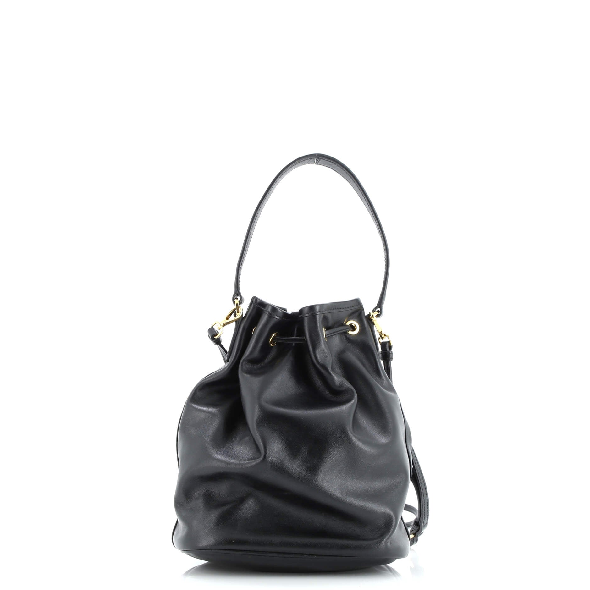 Prada Drawstring Pocket Bucket Bag Soft Calf Small