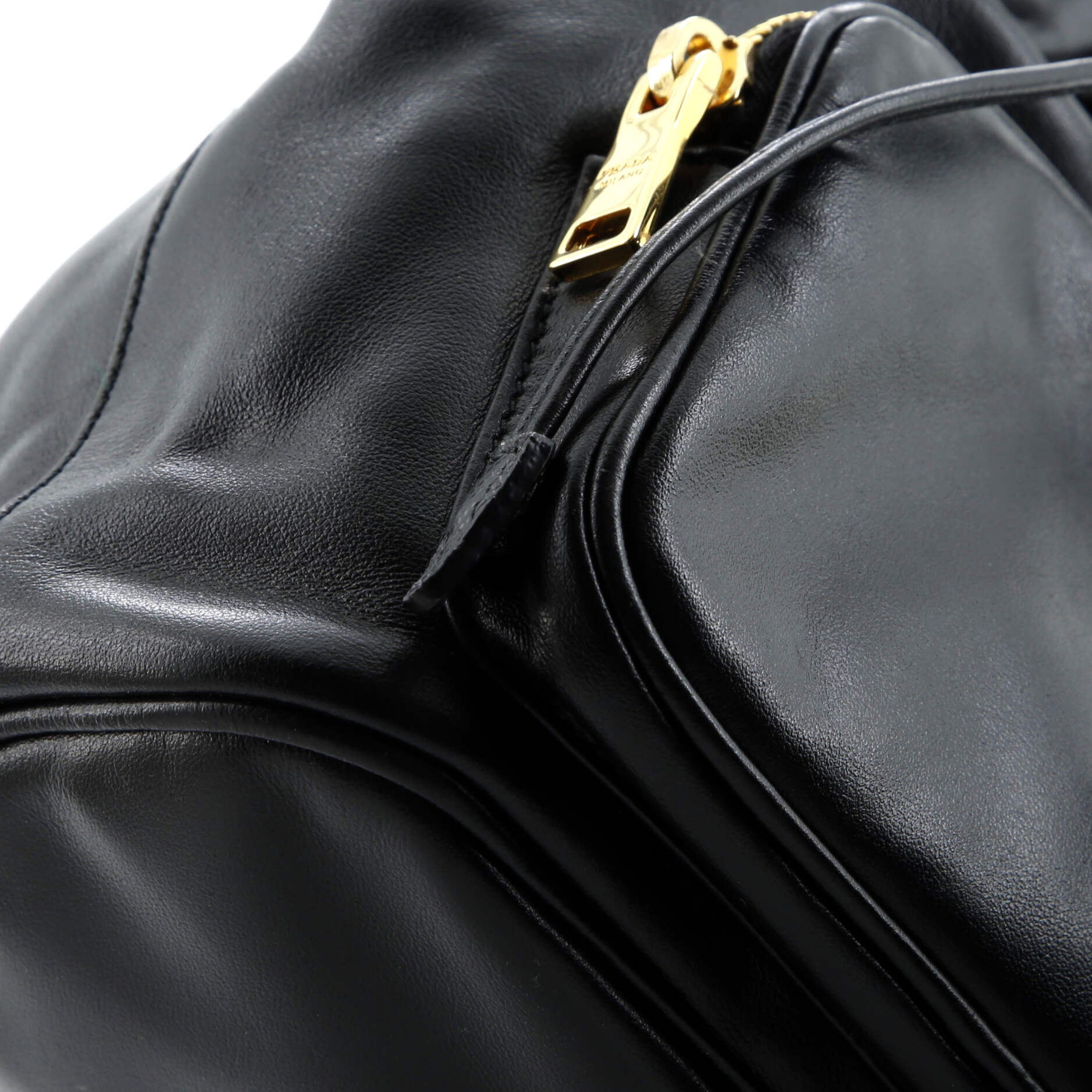Prada Drawstring Pocket Bucket Bag Soft Calf Small