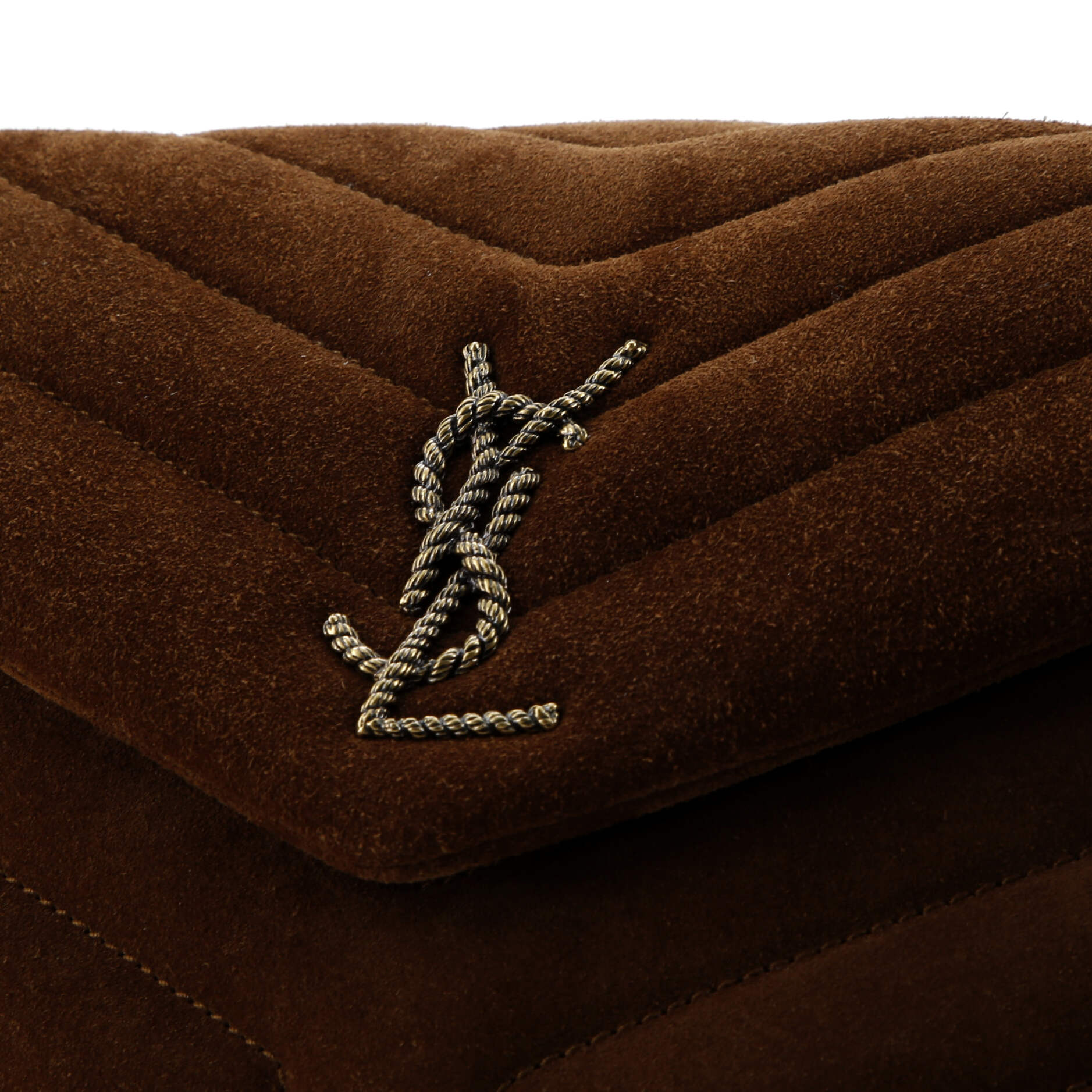Saint Laurent Loulou Shoulder Bag Matelasse Chevron Suede Small