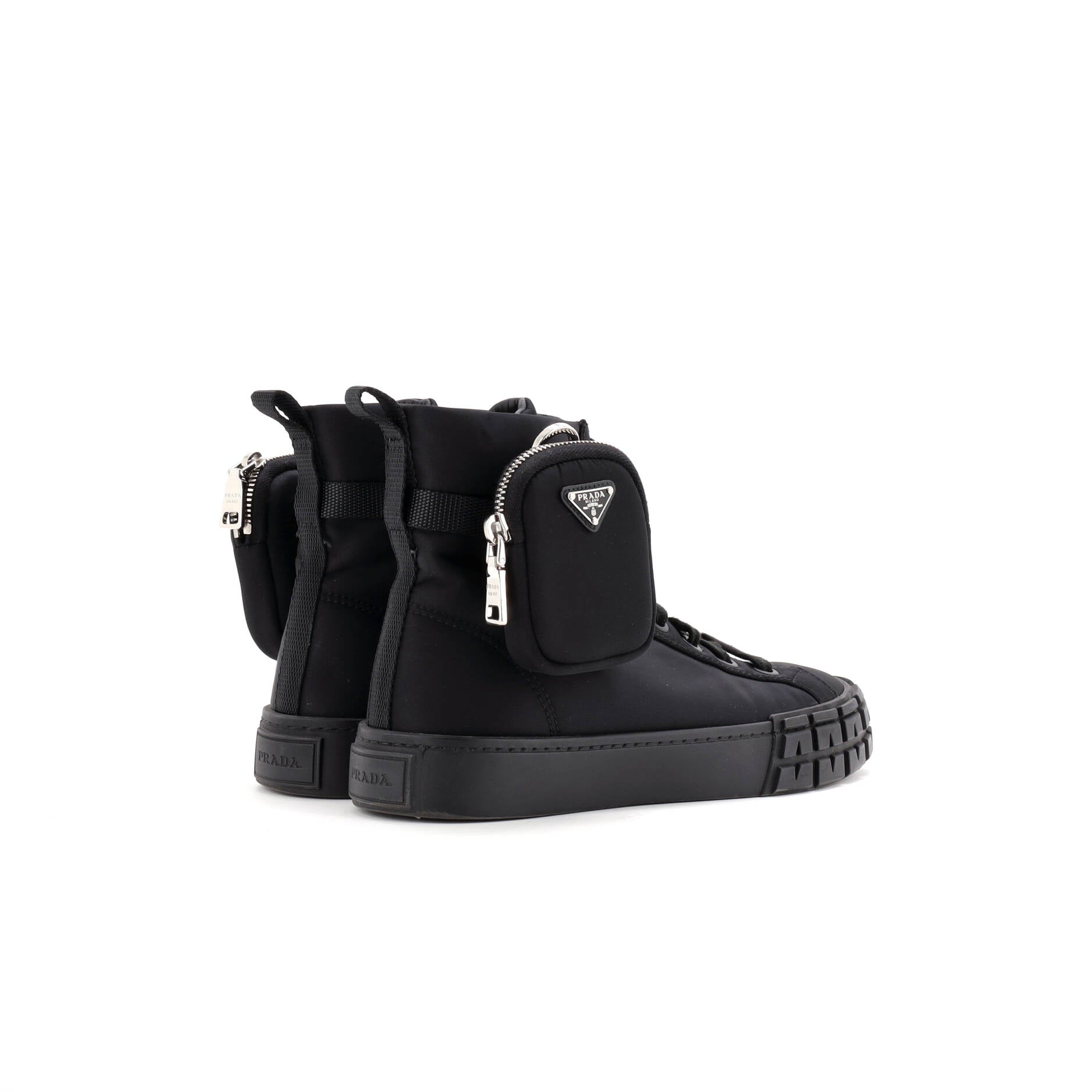 Prada Wheel Cassetta Zip Pouch High-Top Sneakers Re-Nylon