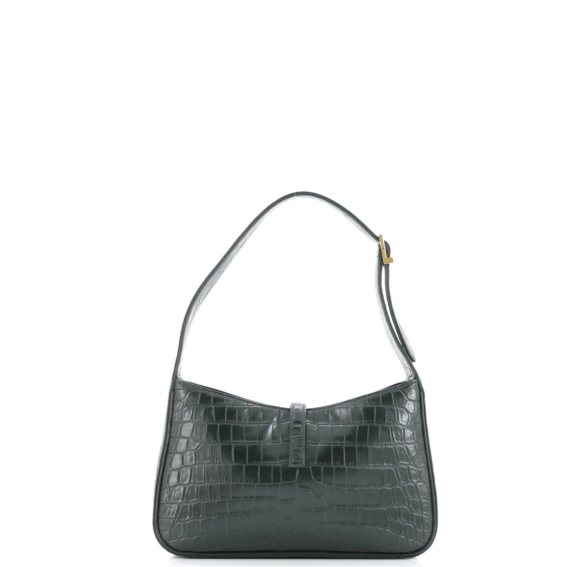 Saint Laurent Le 5 a 7 Hobo Crocodile Embossed Leather Small