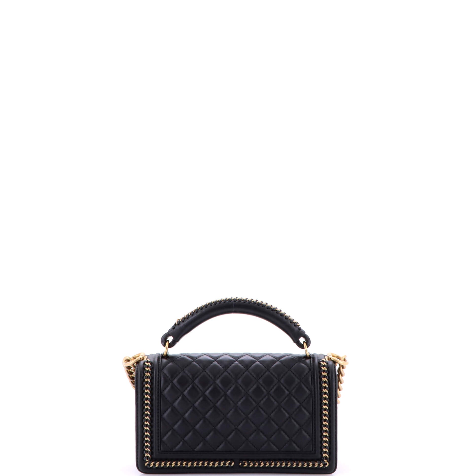Chanel Chain Handle Boy Flap Bag Quilted Calfskin Old Medium