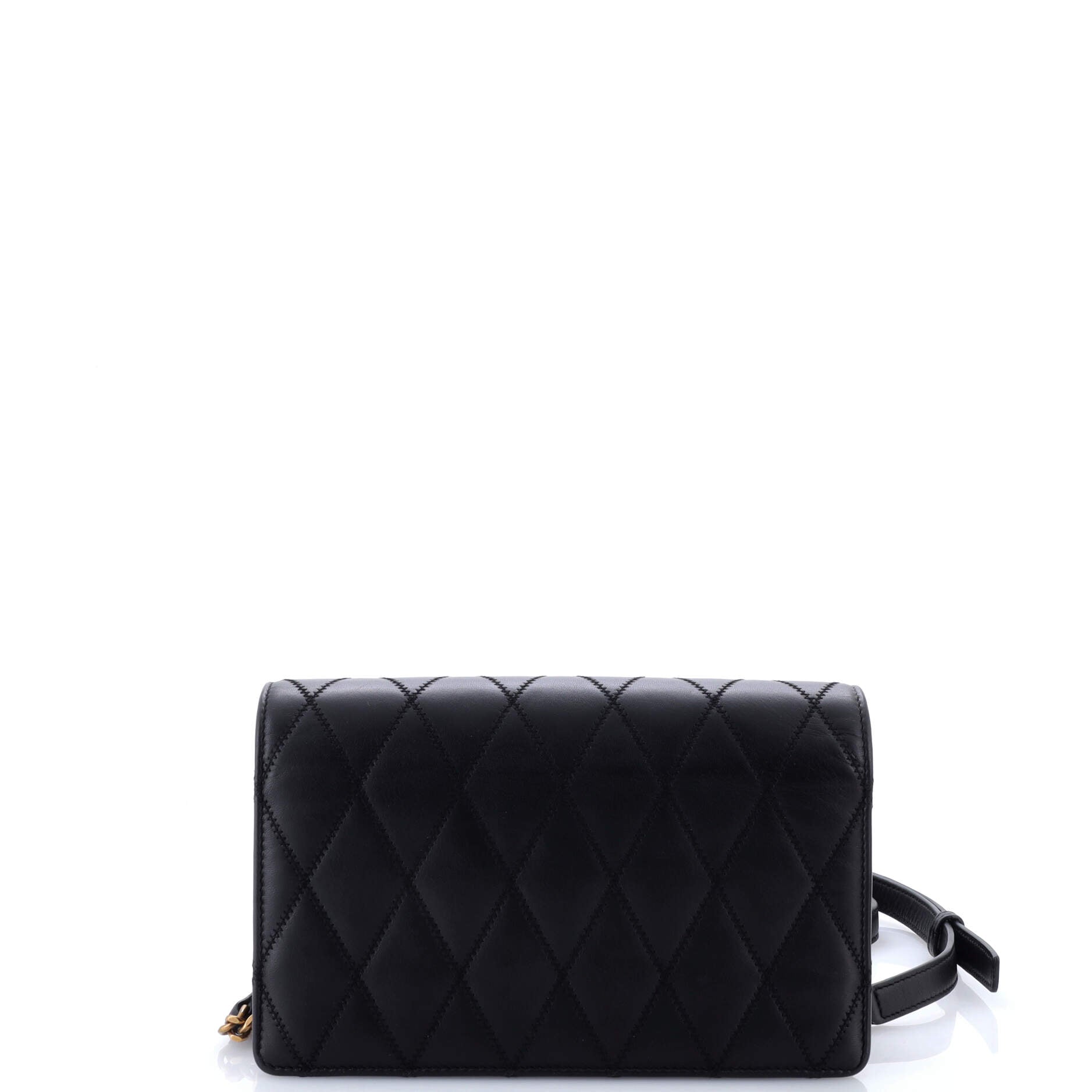Saint Laurent Angie Chain Shoulder Bag Quilted Leather Small