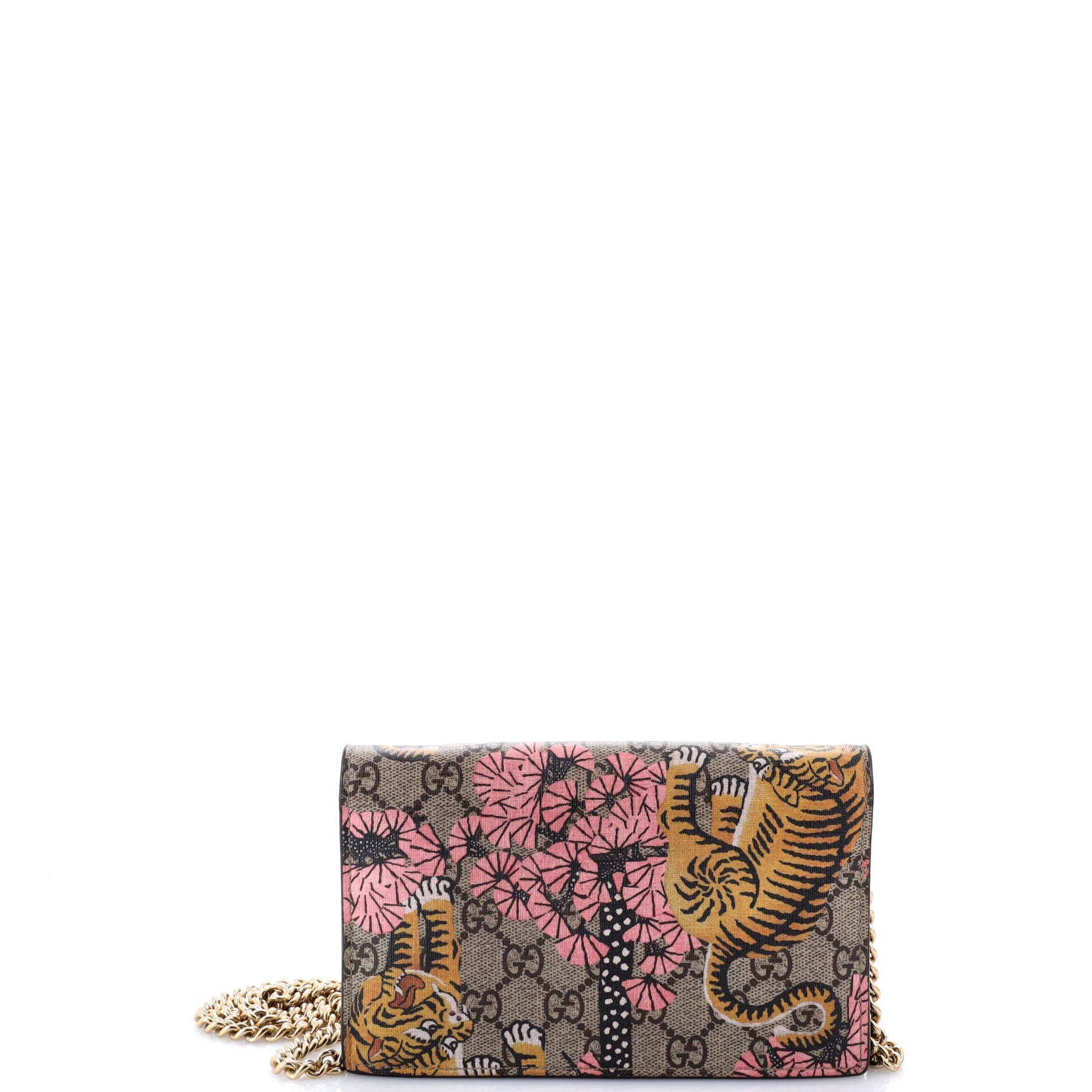 Gucci Chain Wallet Bengal Print GG Coated Canvas