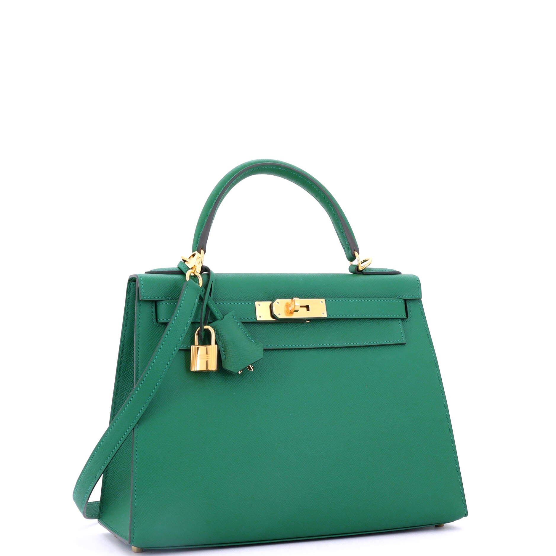 Hermes Kelly Handbag Green Epsom with Gold Hardware 28