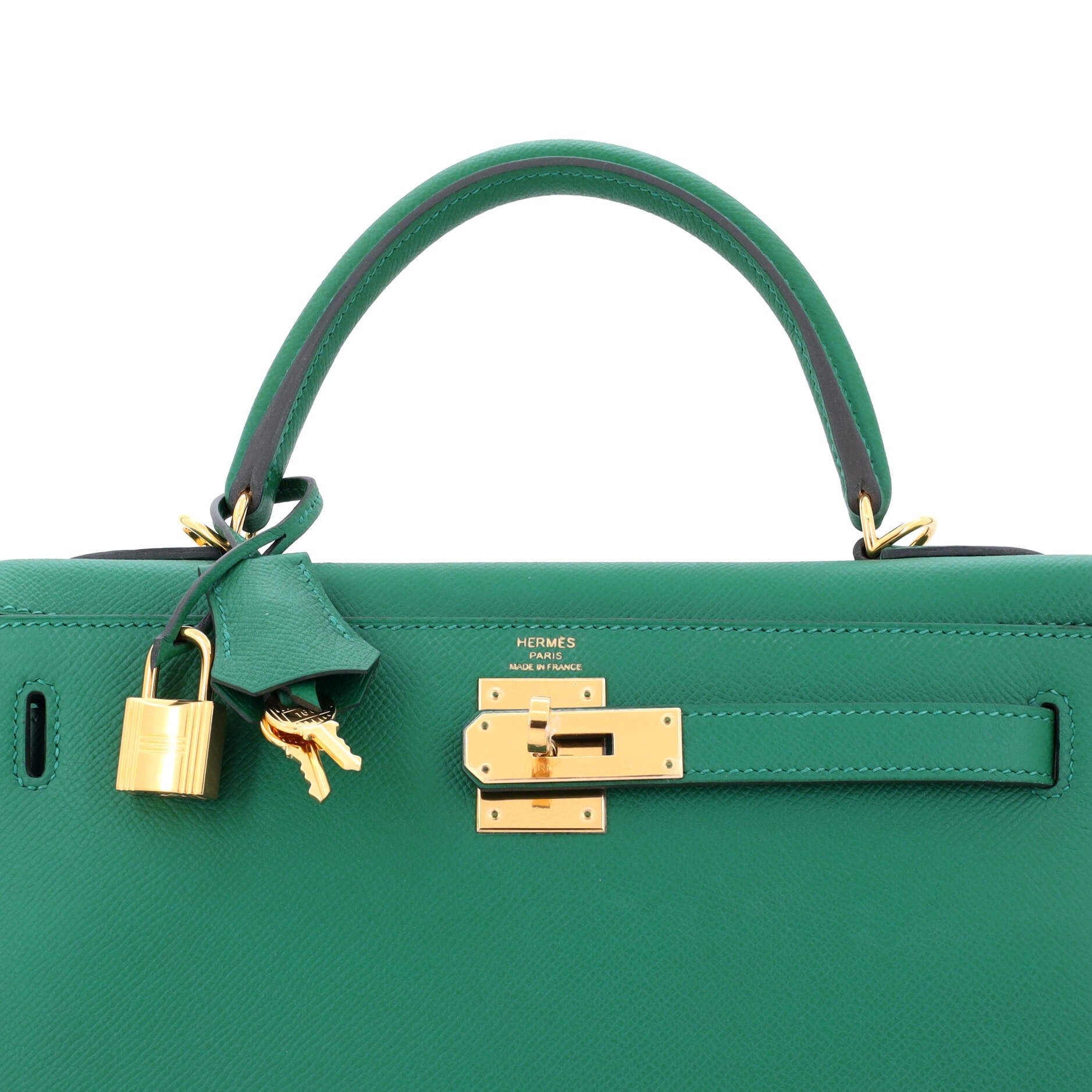 Hermes Kelly Handbag Green Epsom with Gold Hardware 28