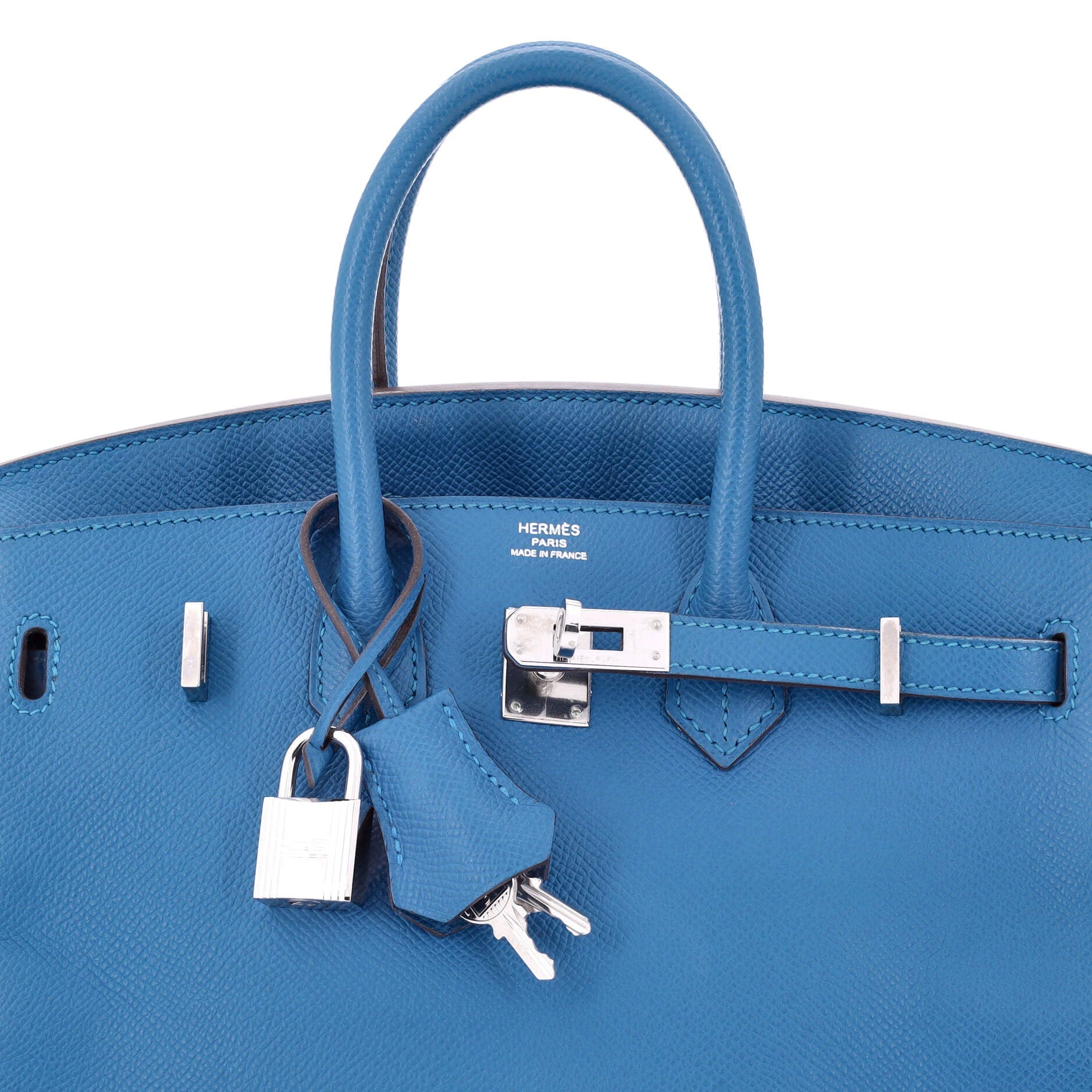 Hermes Birkin Handbag Blue Epsom with Palladium Hardware 25