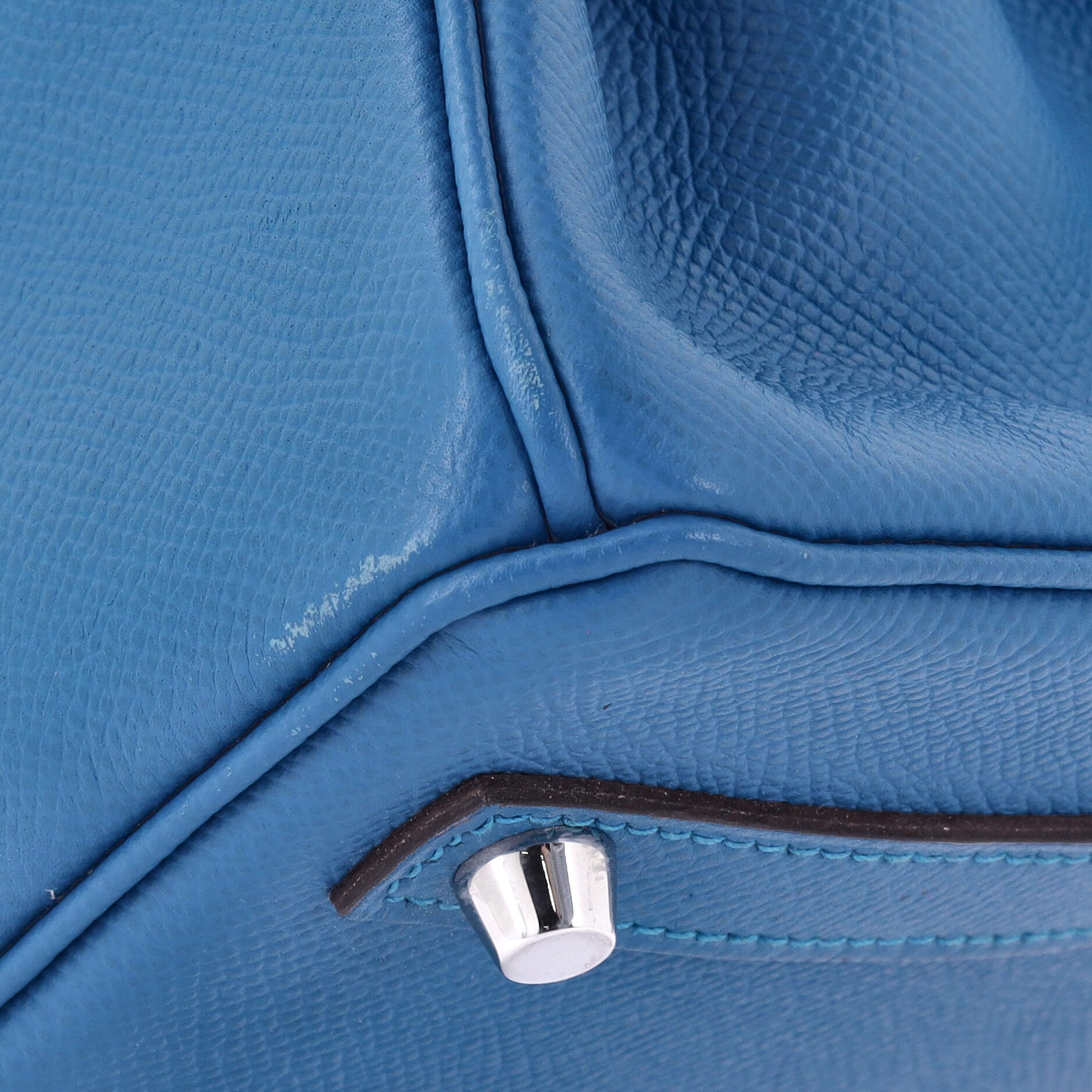 Hermes Birkin Handbag Blue Epsom with Palladium Hardware 25