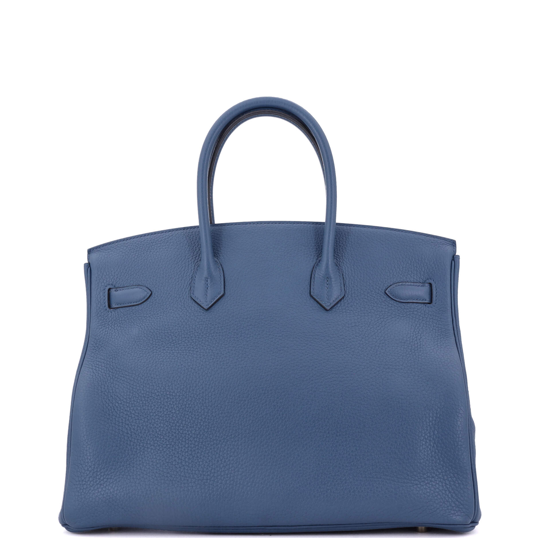 Hermes Birkin Handbag Blue Clemence with Gold Hardware 35