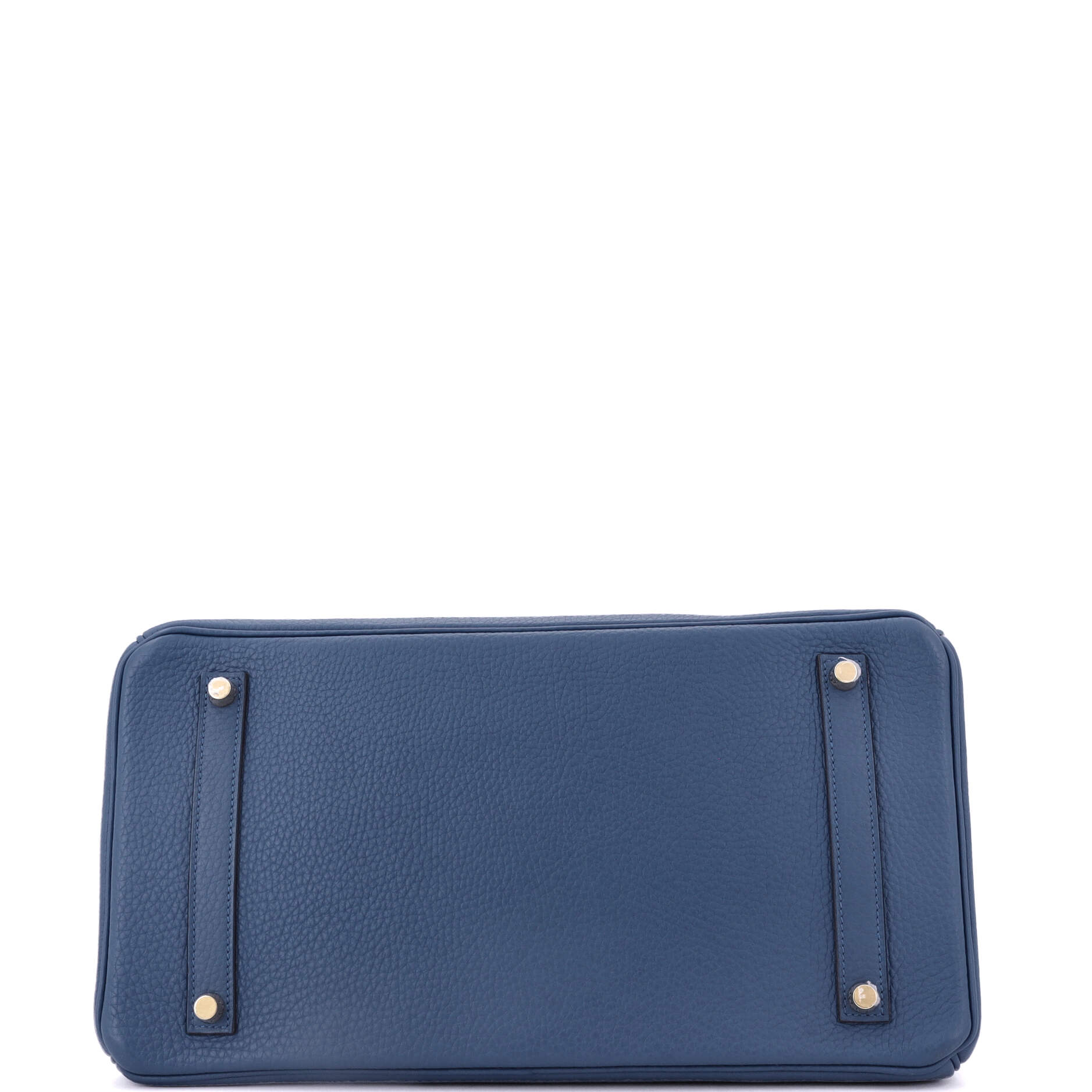 Hermes Birkin Handbag Blue Clemence with Gold Hardware 35
