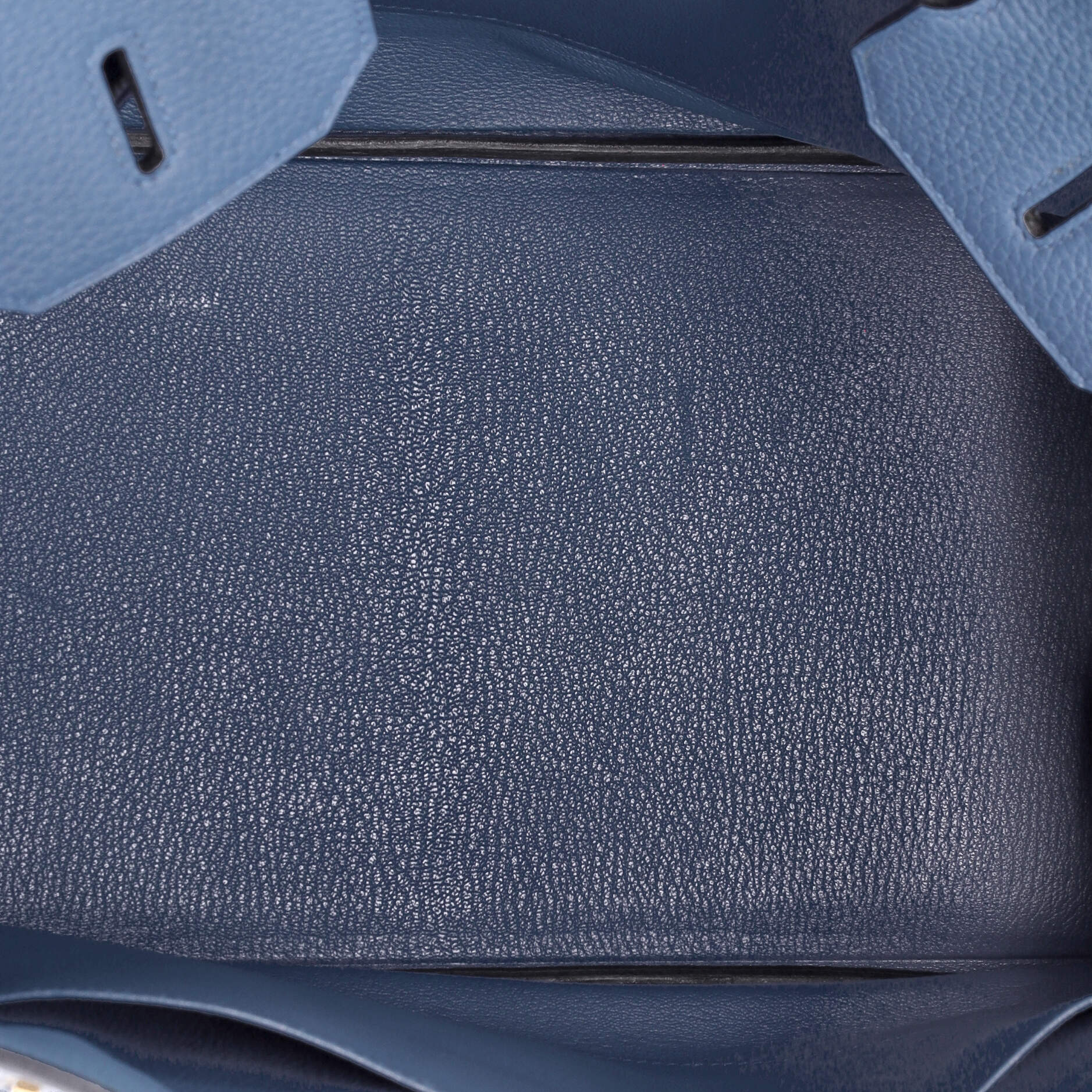 Hermes Birkin Handbag Blue Clemence with Gold Hardware 35