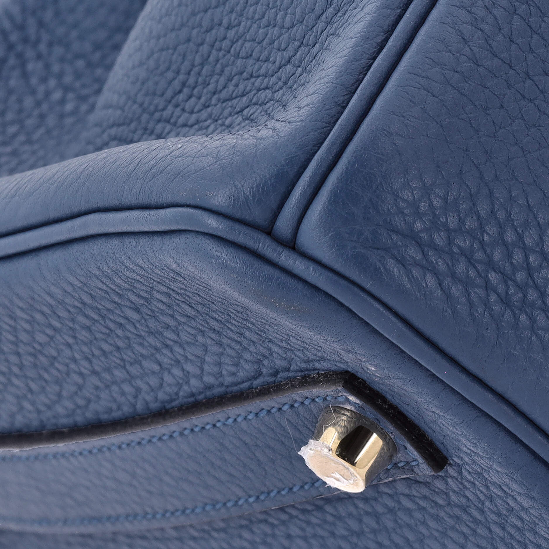 Hermes Birkin Handbag Blue Clemence with Gold Hardware 35