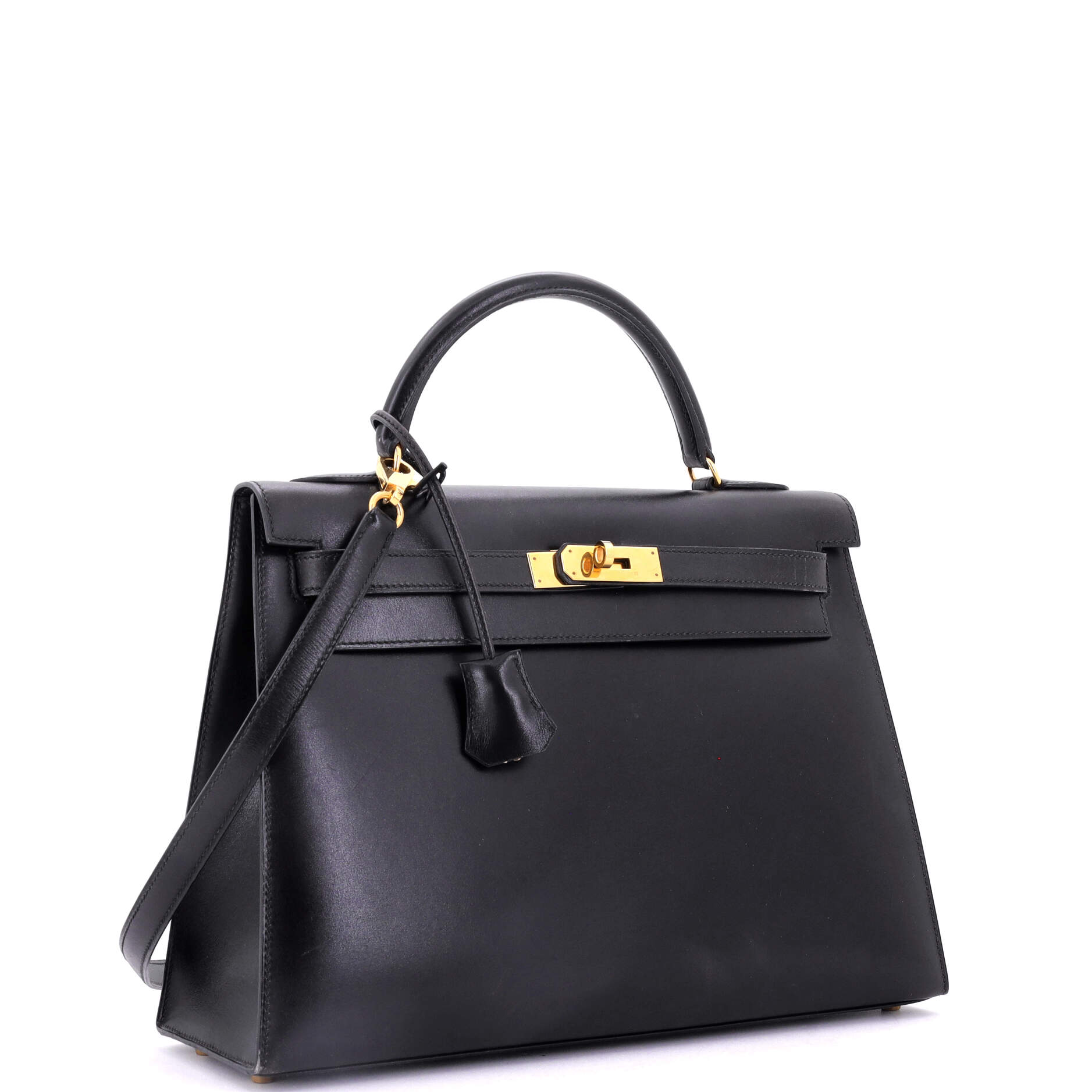 Hermes Kelly Handbag Black Box Calf with Gold Hardware 32
