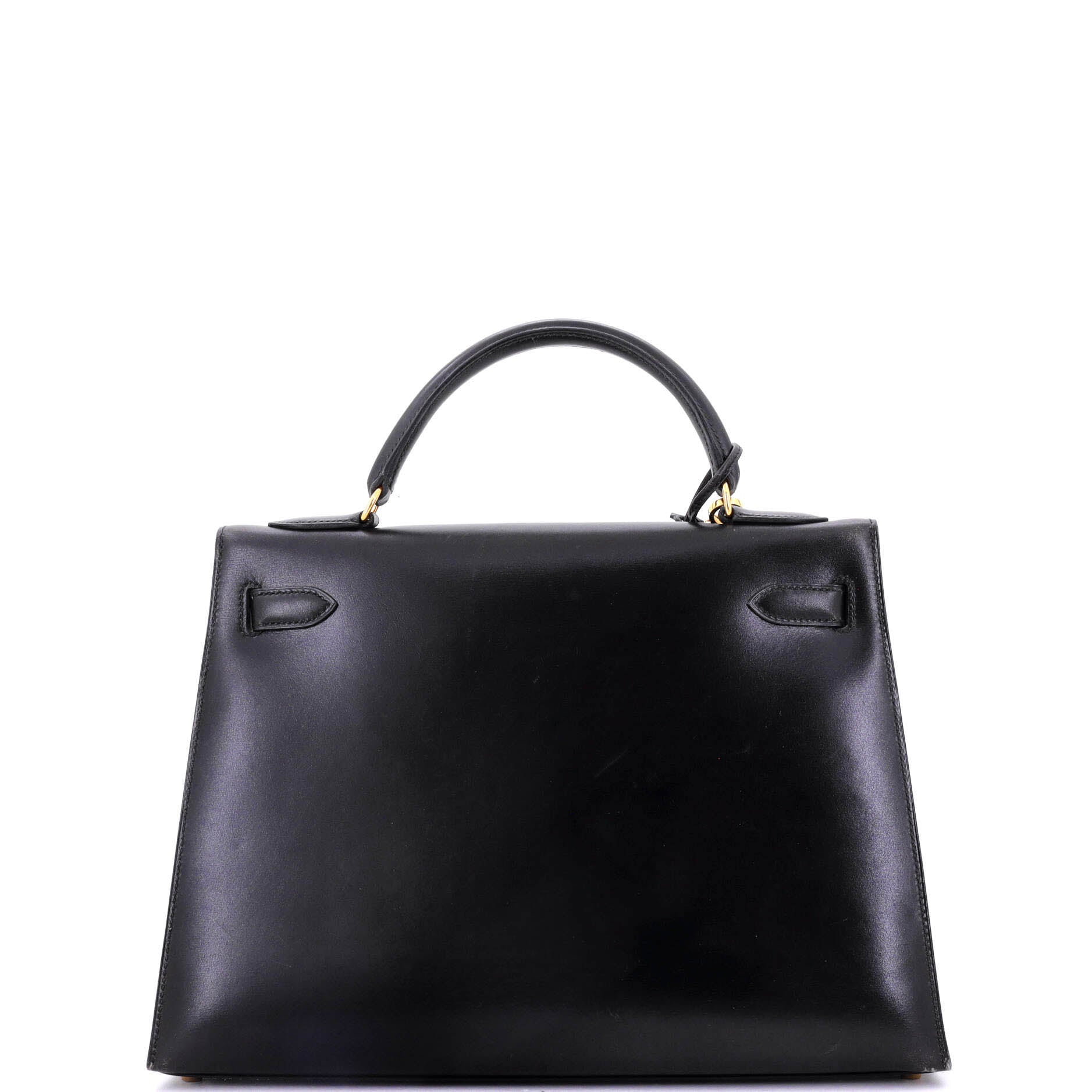 Hermes Kelly Handbag Black Box Calf with Gold Hardware 32