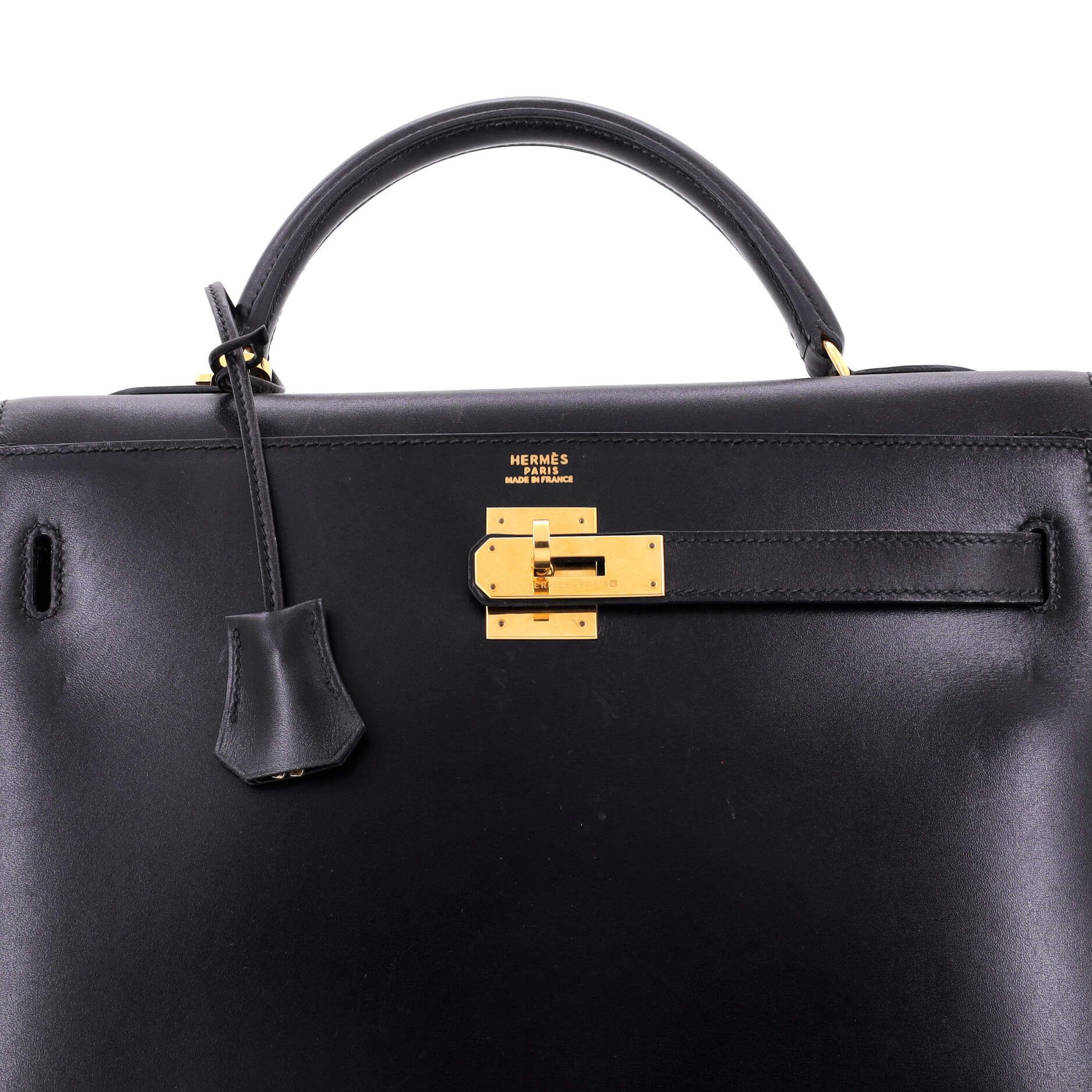 Hermes Kelly Handbag Black Box Calf with Gold Hardware 32