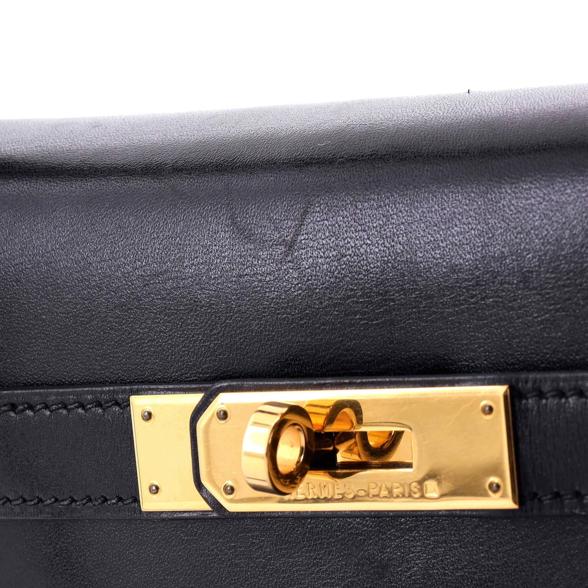 Hermes Kelly Handbag Black Box Calf with Gold Hardware 32