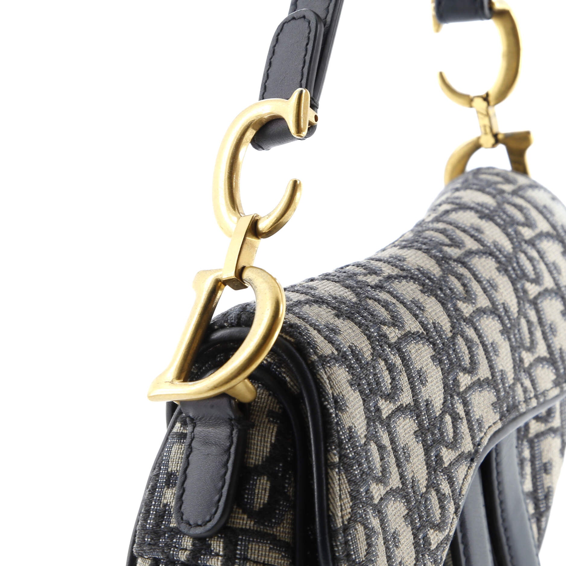 Christian Dior Saddle Handbag with Strap Oblique Canvas Mini