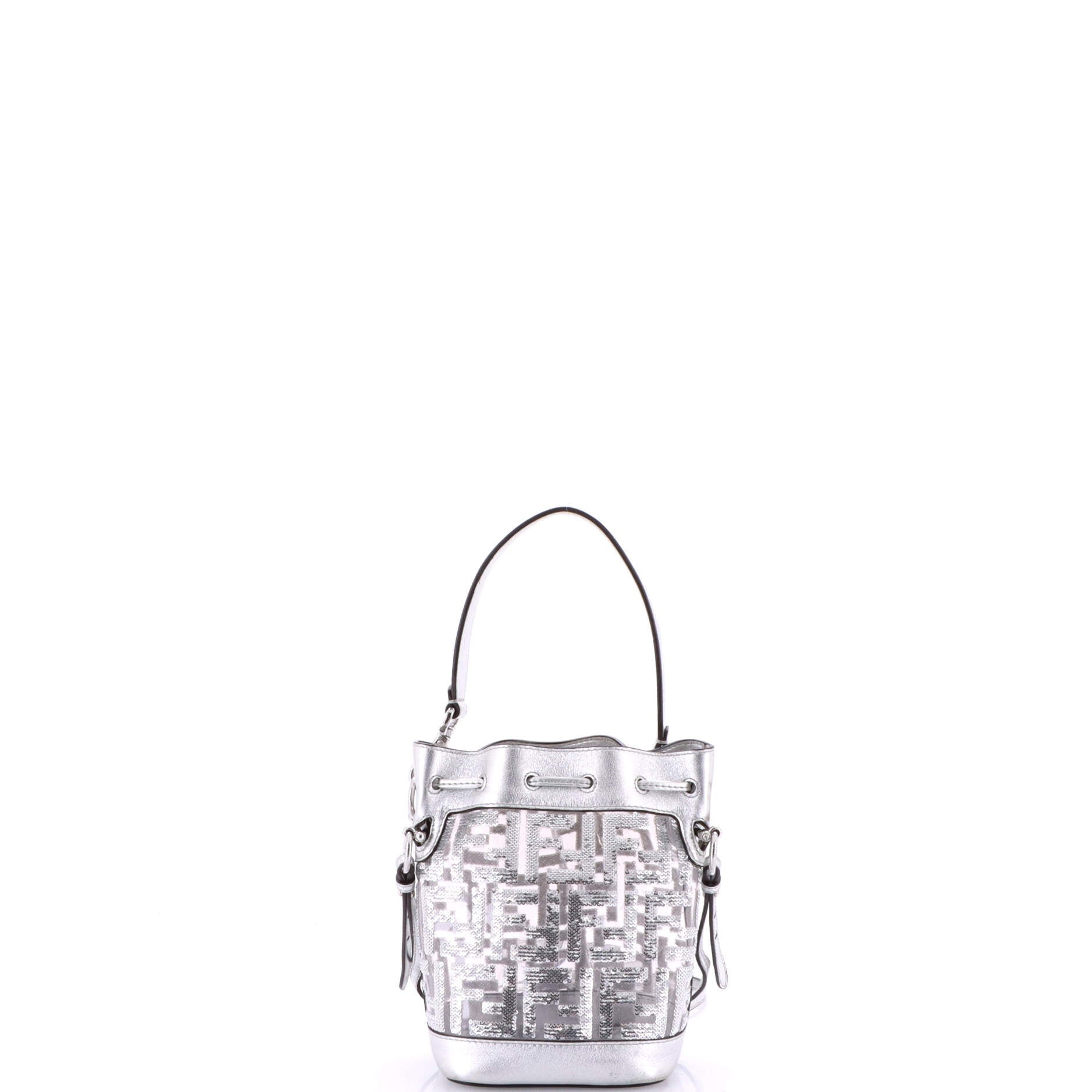 Fendi Mon Tresor Bucket Bag Sequin Zucca Embroidered PVC Mini