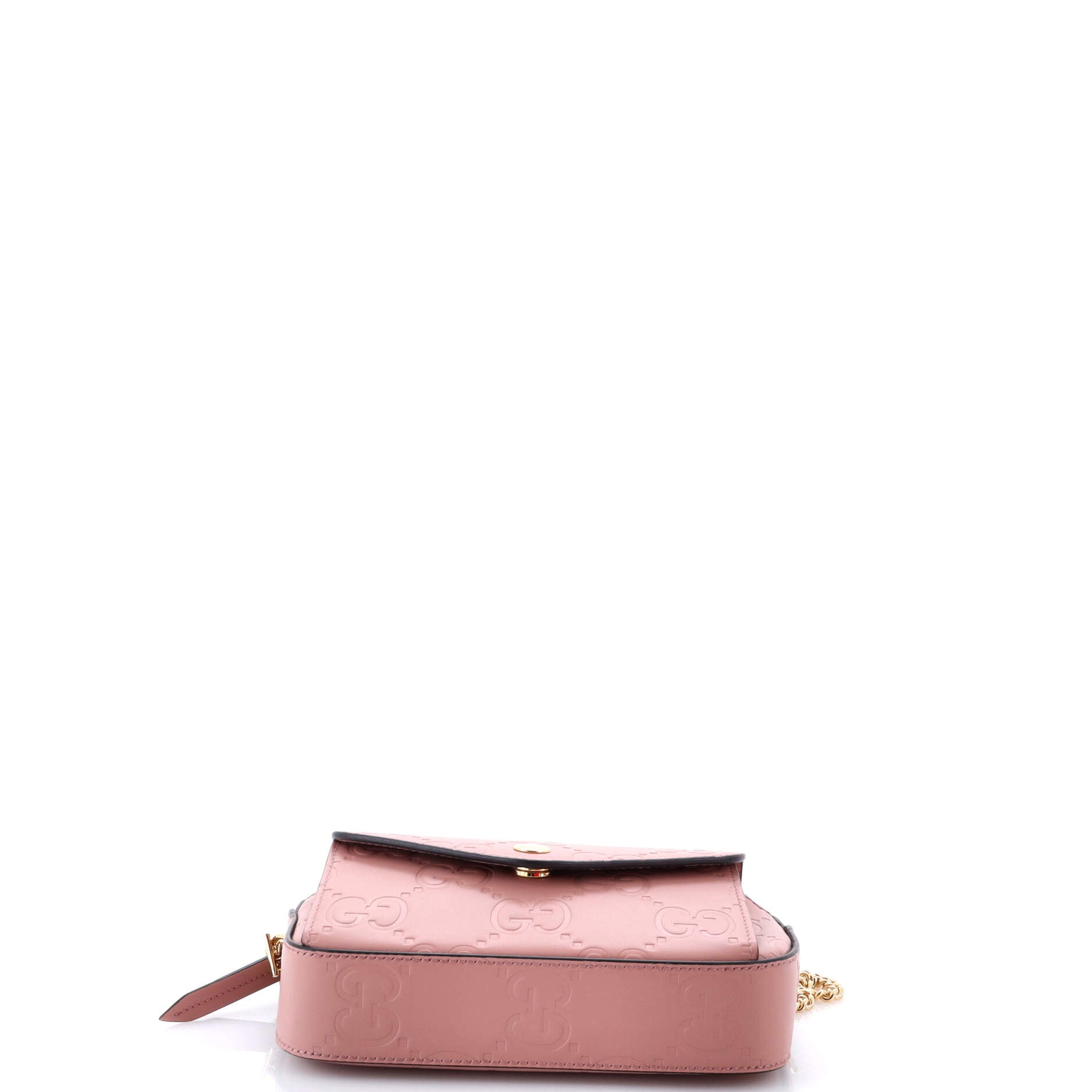Gucci Front Pocket Chain Shoulder Bag Jumbo GG Embossed Leather Super Mini