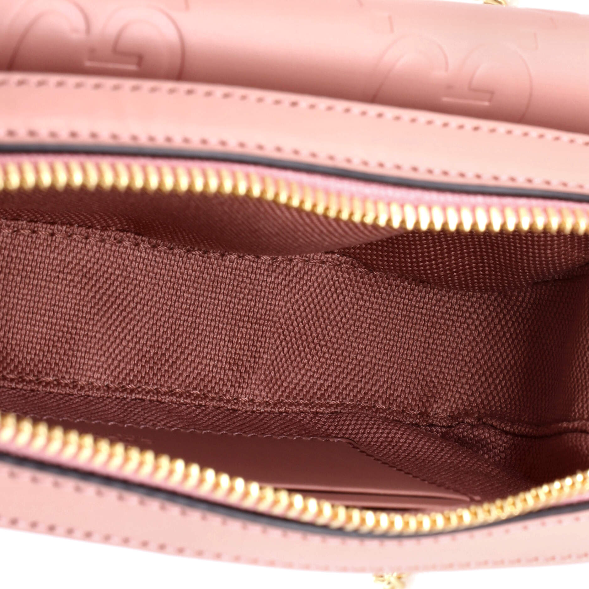Gucci Front Pocket Chain Shoulder Bag Jumbo GG Embossed Leather Super Mini