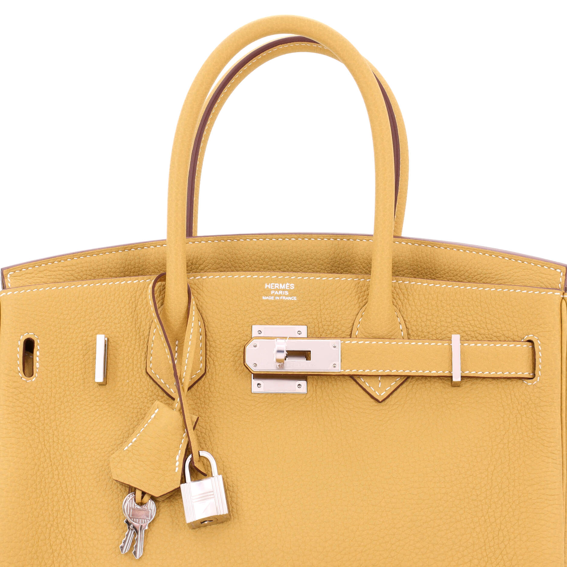 Hermes Birkin Handbag Yellow Togo with Palladium Hardware 30