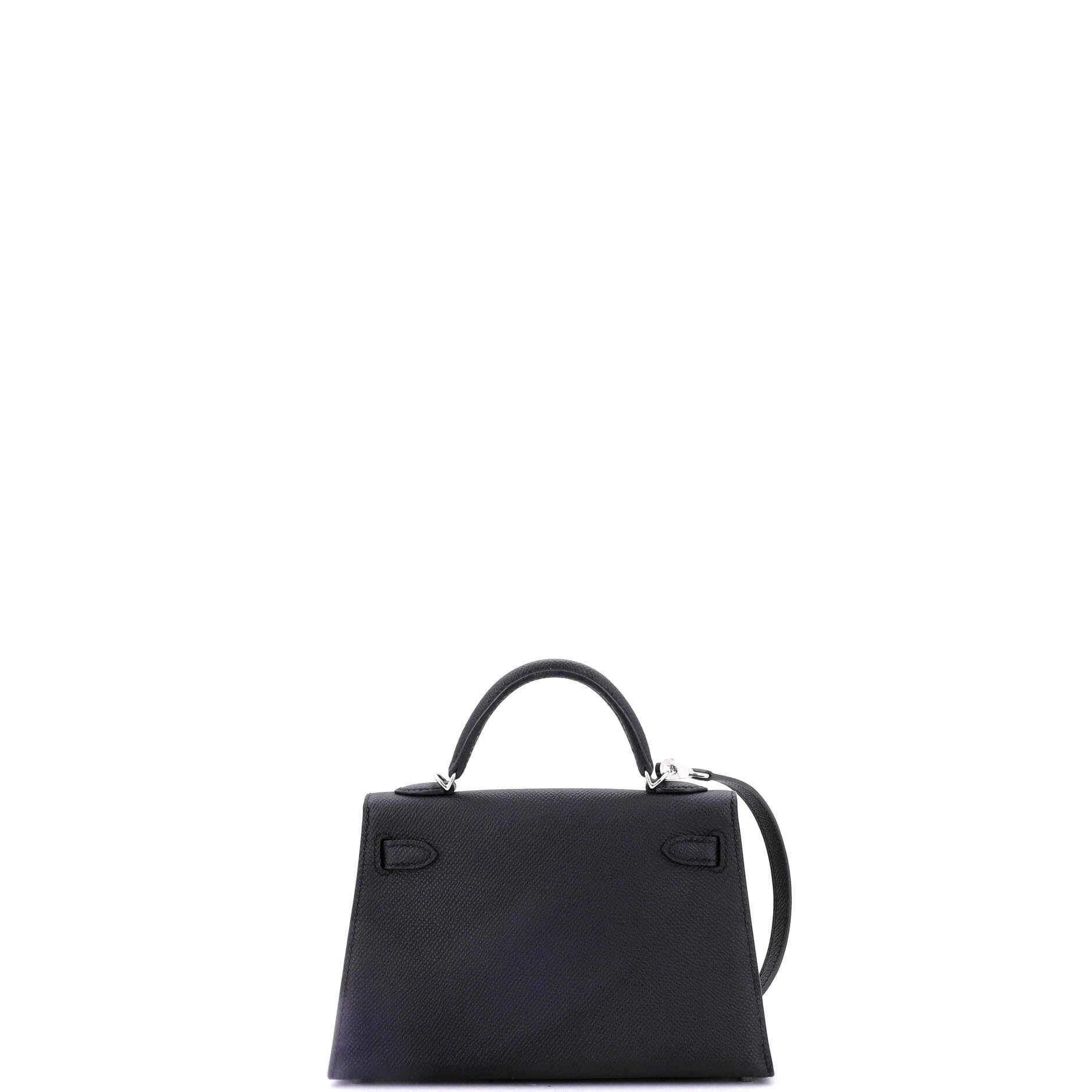 Hermes Kelly Mini II Bag Black Epsom with Palladium Hardware 20