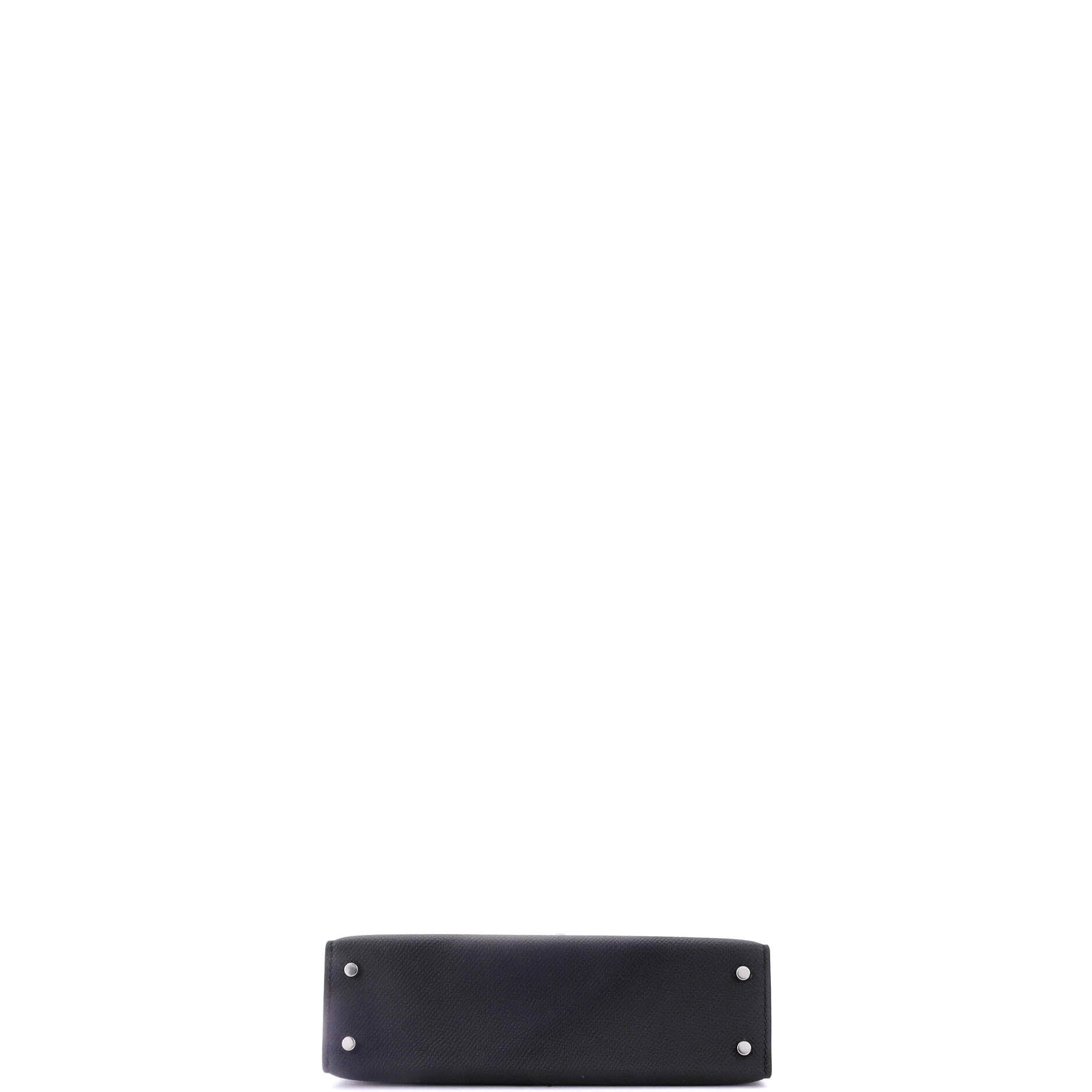 Hermes Kelly Mini II Bag Black Epsom with Palladium Hardware 20