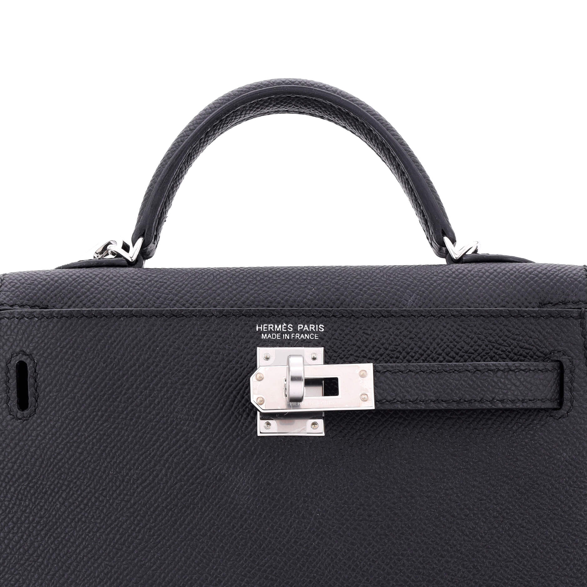 Hermes Kelly Mini II Bag Black Epsom with Palladium Hardware 20