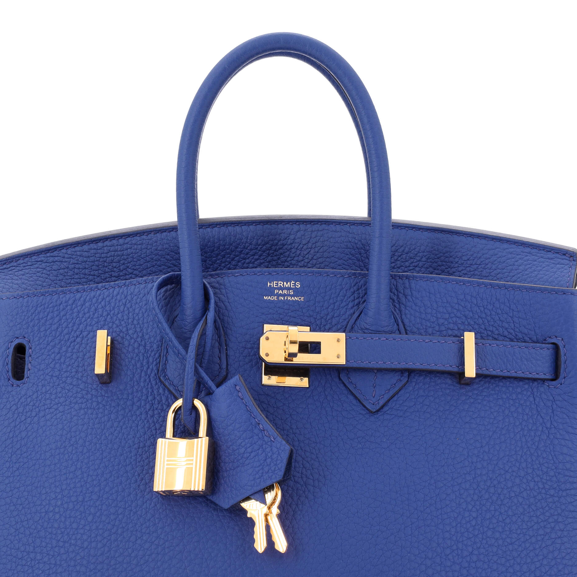 Hermes Birkin Handbag Blue Togo with Gold Hardware 25