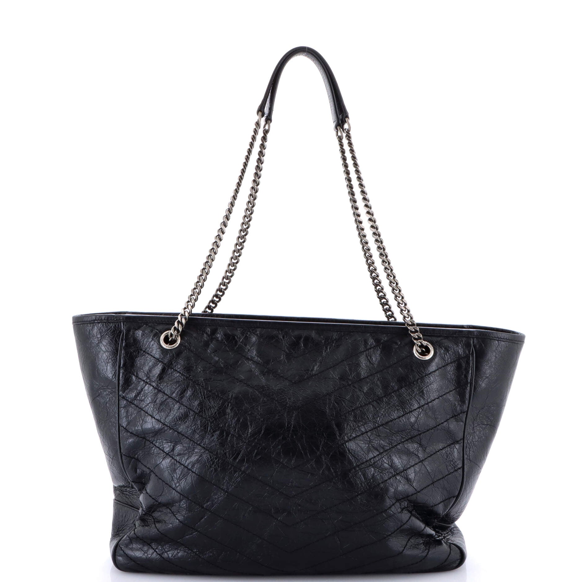 Saint Laurent Niki Zip Shopping Tote Matelasse Chevron Leather Large
