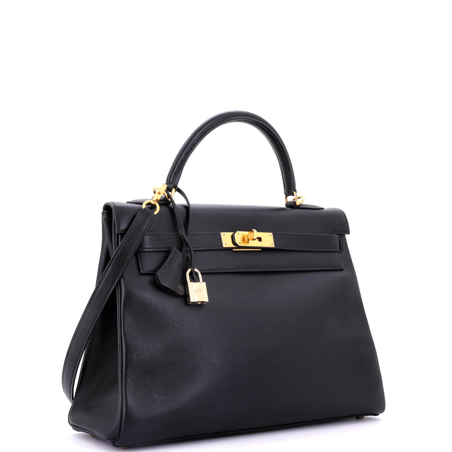 Hermes Kelly Handbag Black Gulliver with Gold Hardware 32
