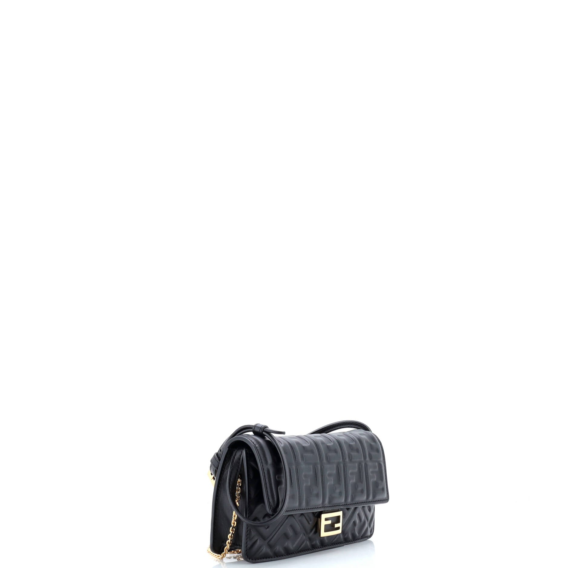 Fendi Baguette Wallet on Chain Zucca Embossed Leather