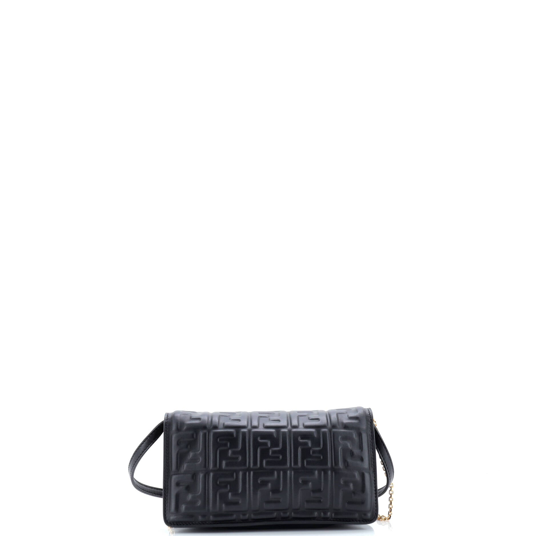 Fendi Baguette Wallet on Chain Zucca Embossed Leather