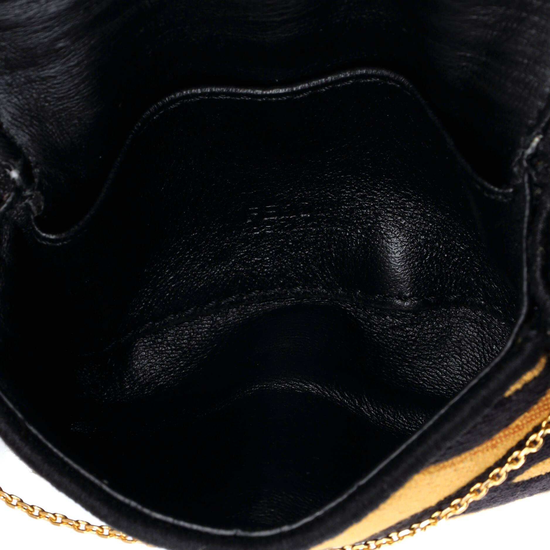 Fendi Chain Baguette Charm Bag Embroidered Canvas Nano