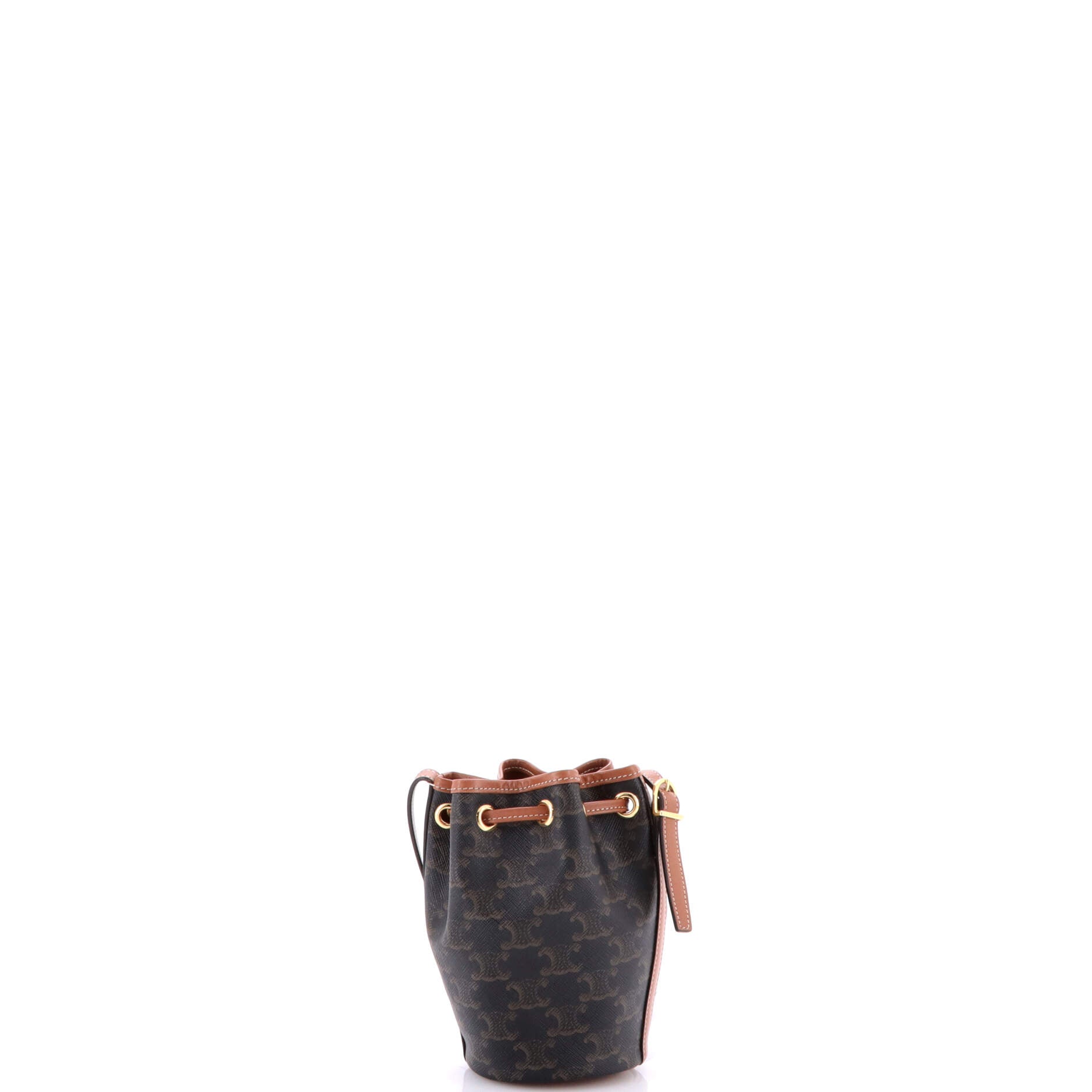 Celine Drawstring Bucket Bag Triomphe Coated Canvas Mini