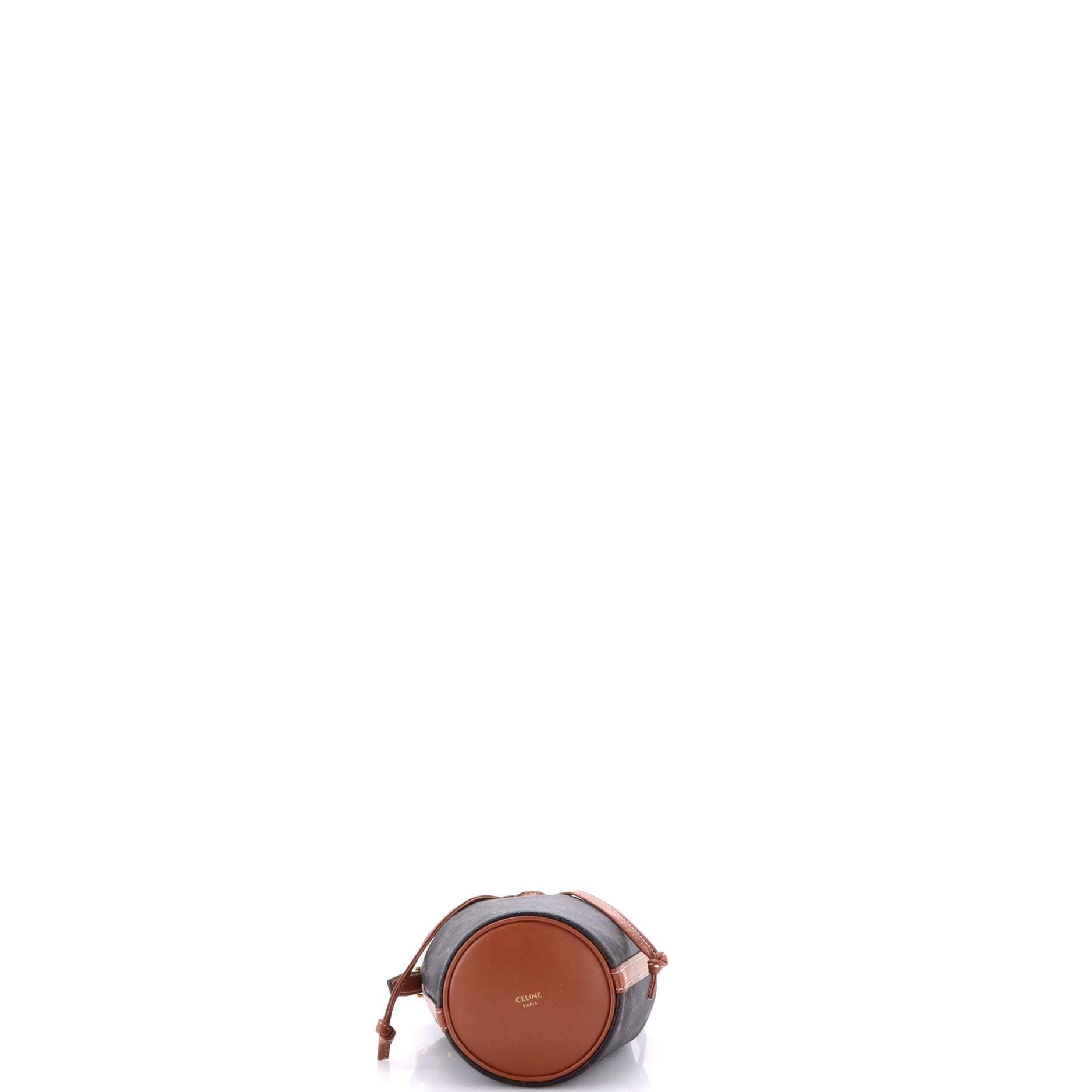 Celine Drawstring Bucket Bag Triomphe Coated Canvas Mini