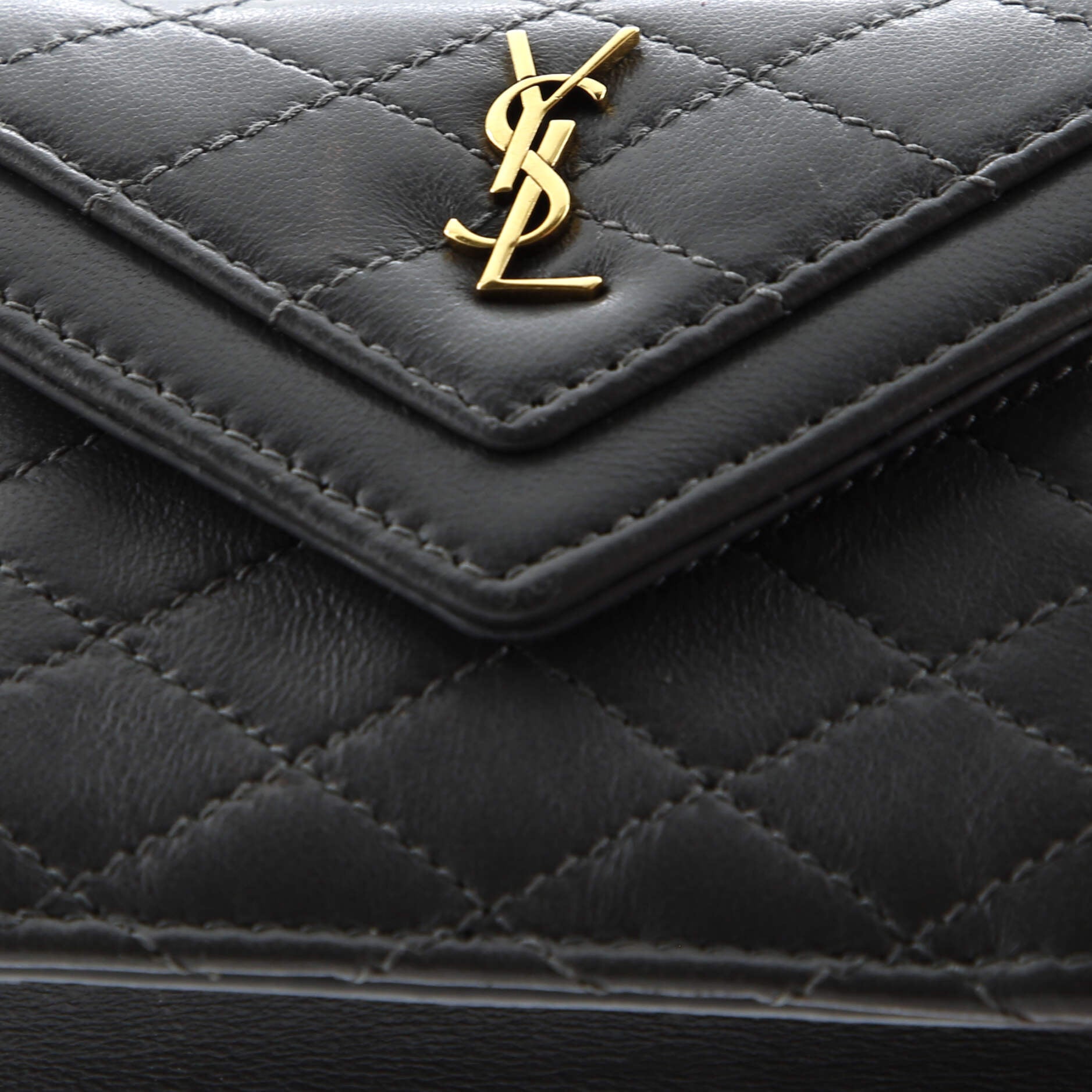 Saint Laurent Gaby Envelope Chain Crossbody Bag Quilted Leather Micro