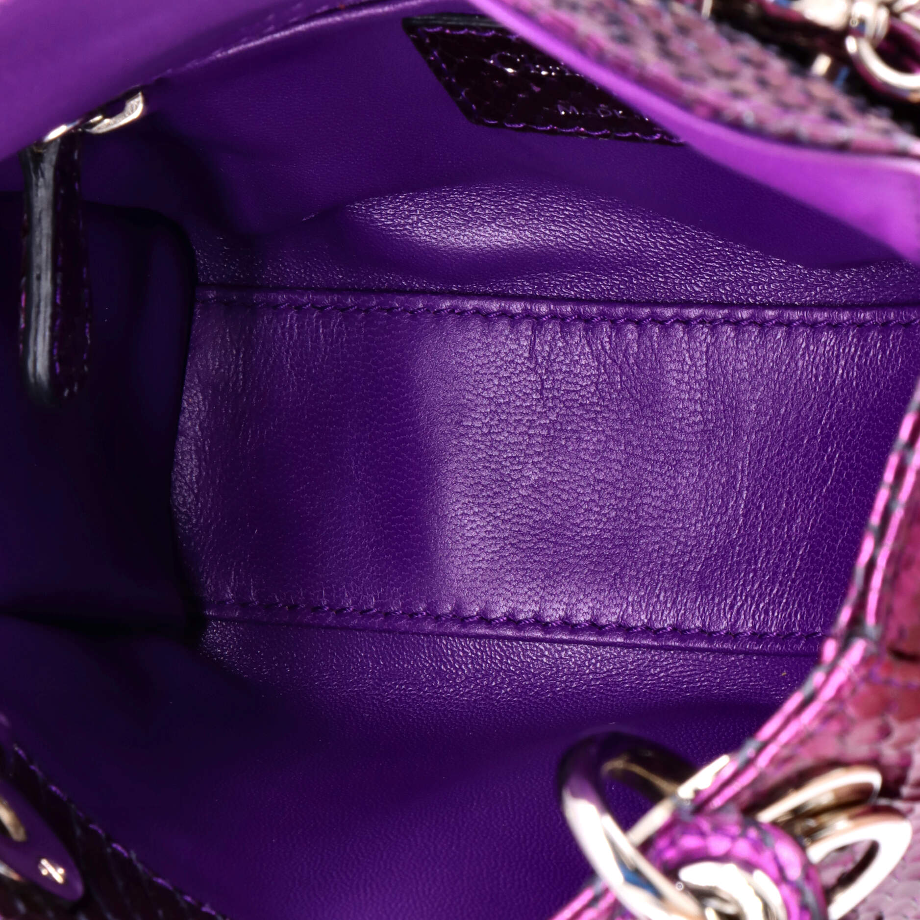 Christian Dior Lady Dior Chain Bag Metallic Snakeskin Mini