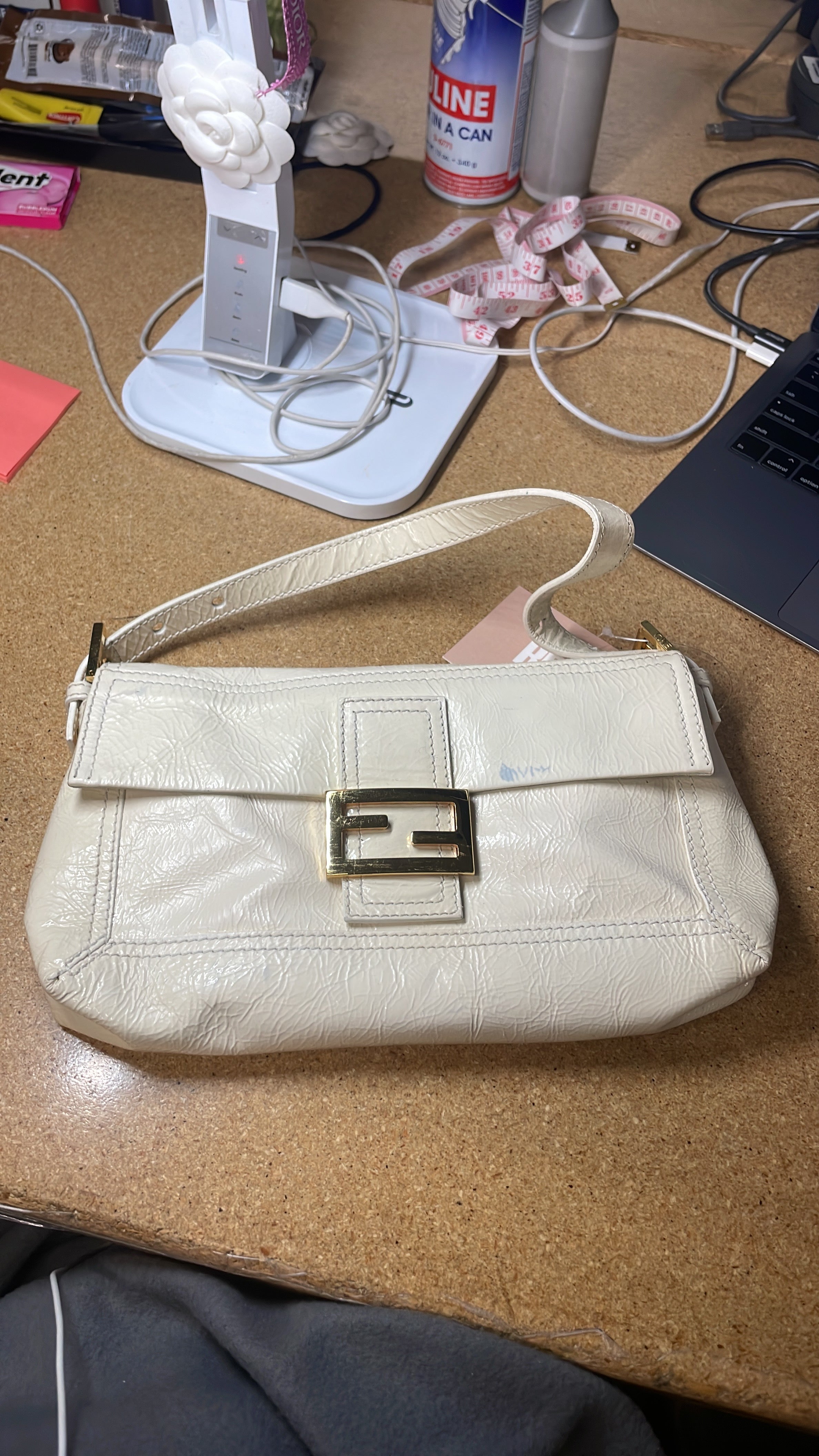 Fendi Convertible Baguette Crossbody Patent Medium