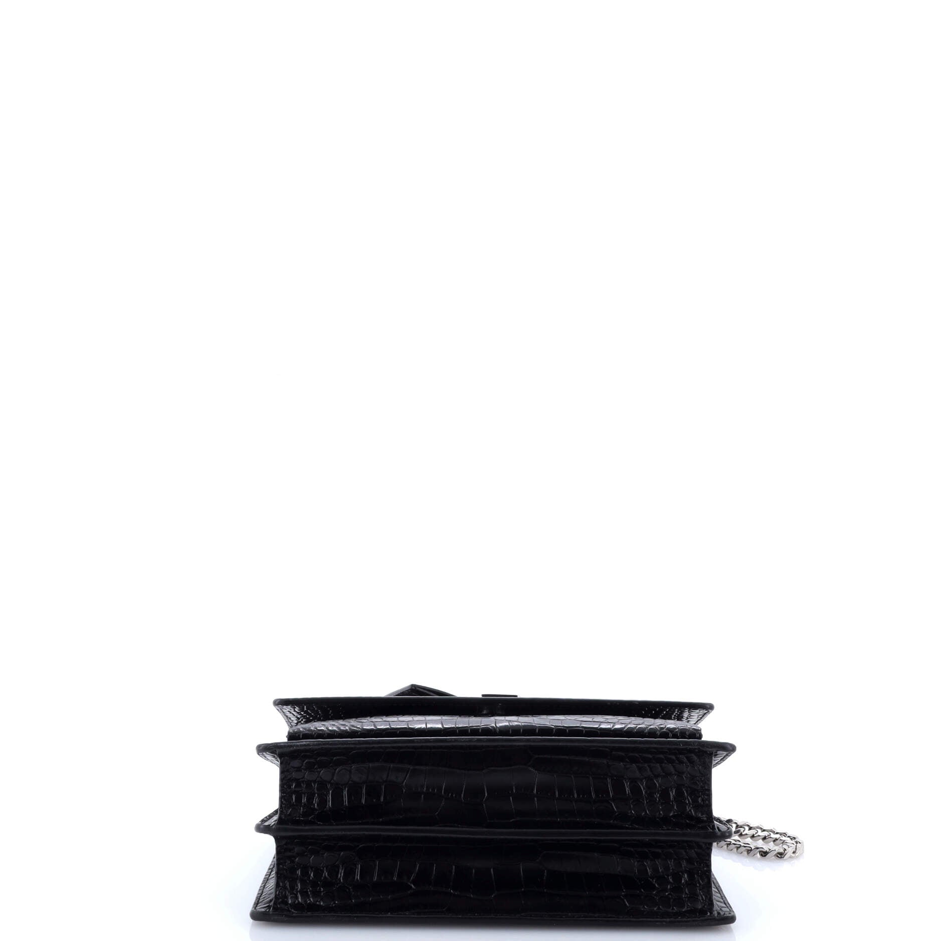 Saint Laurent Sunset Crossbody Bag Crocodile Embossed Leather Medium